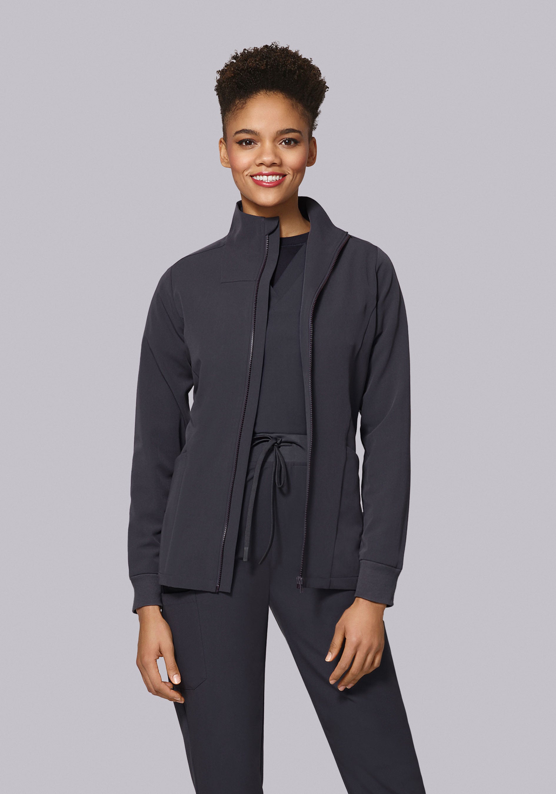 Women's Modern Scrub Jacket Pewter – Mandala Scrubs