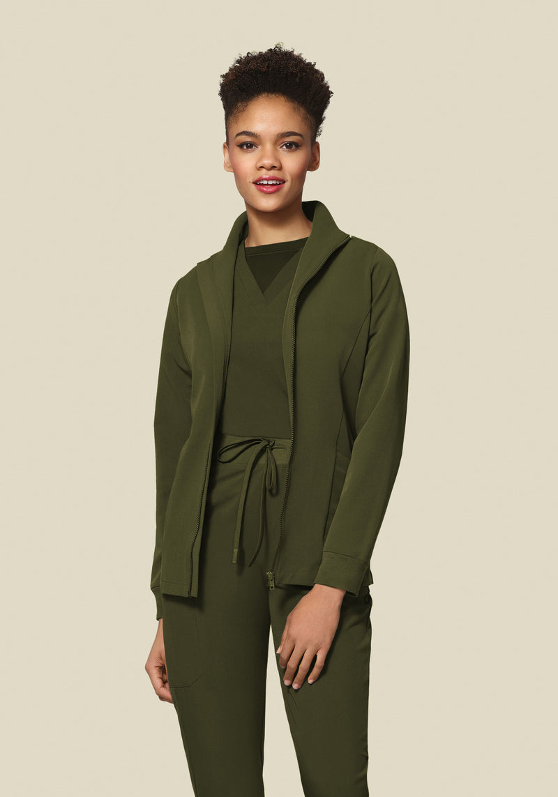 Women's Modern Scrub Jacket Olive – Mandala Scrubs