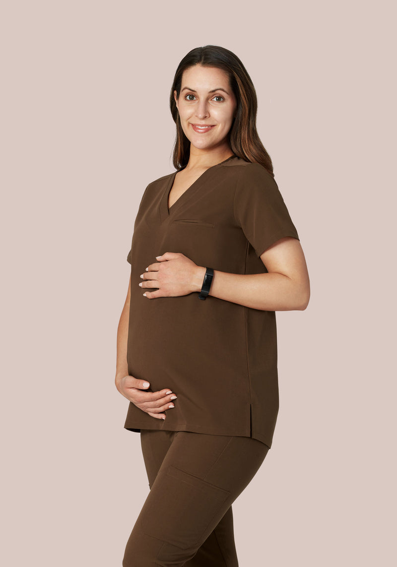Maternity One Pocket Top Chocolate Brown – Mandala Scrubs