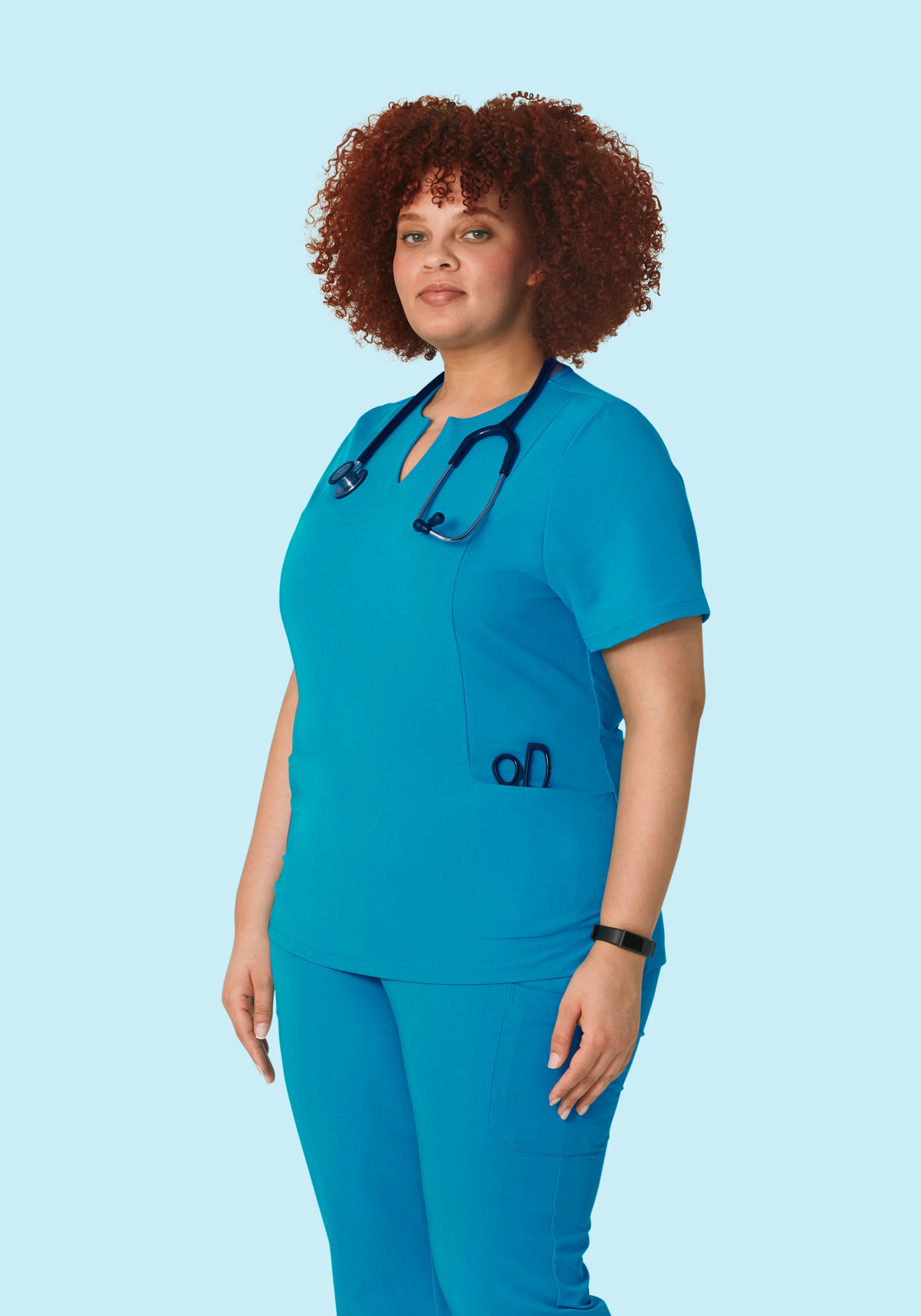 5 Pocket Notch Neck Top Azure