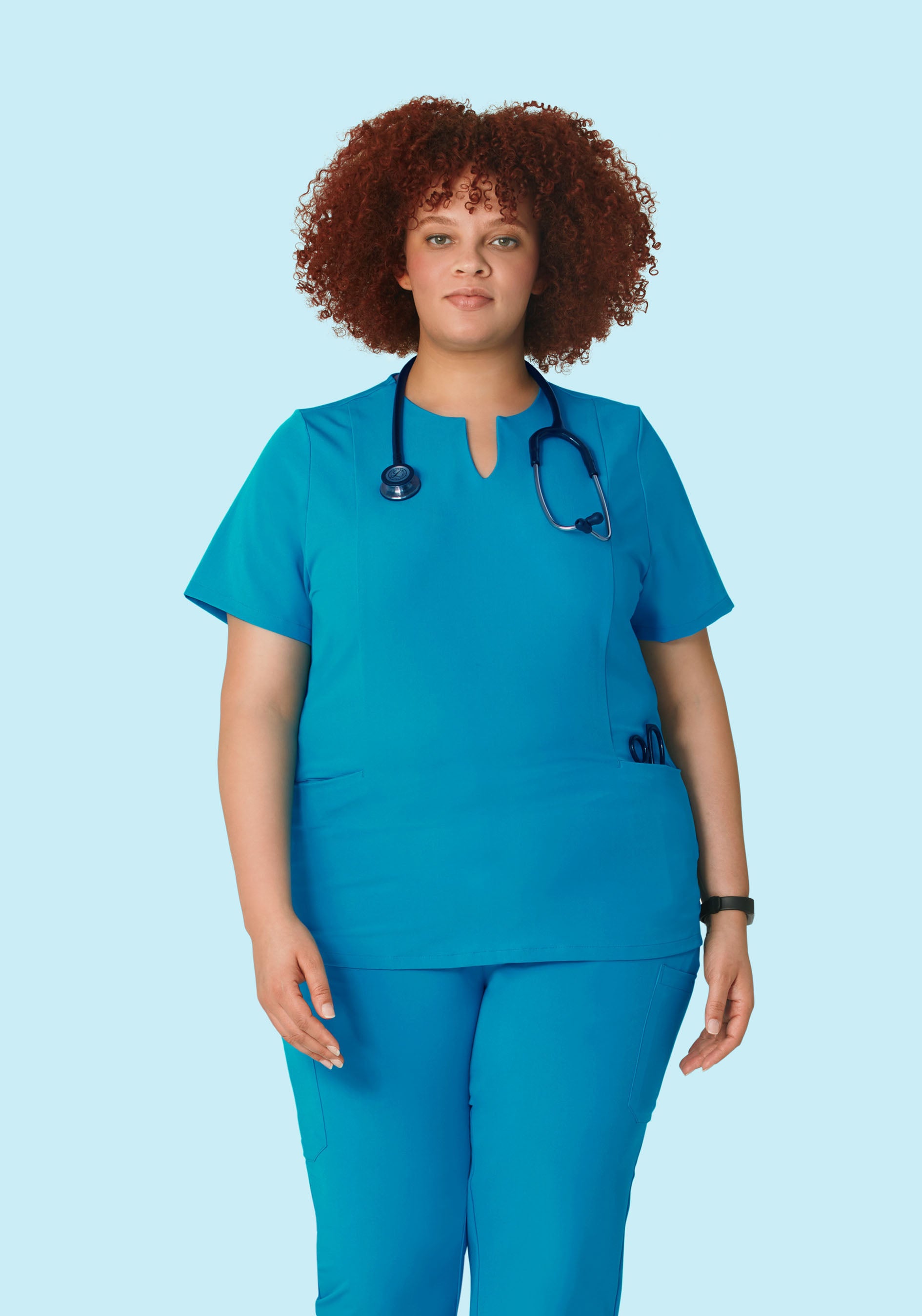 5 Pocket Notch Neck Top Azure