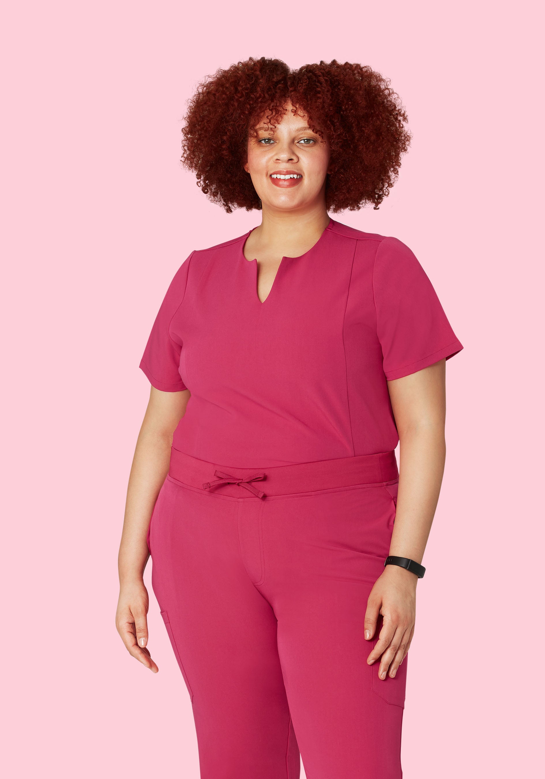 5 Pocket Notch Neck Top Deep Magenta