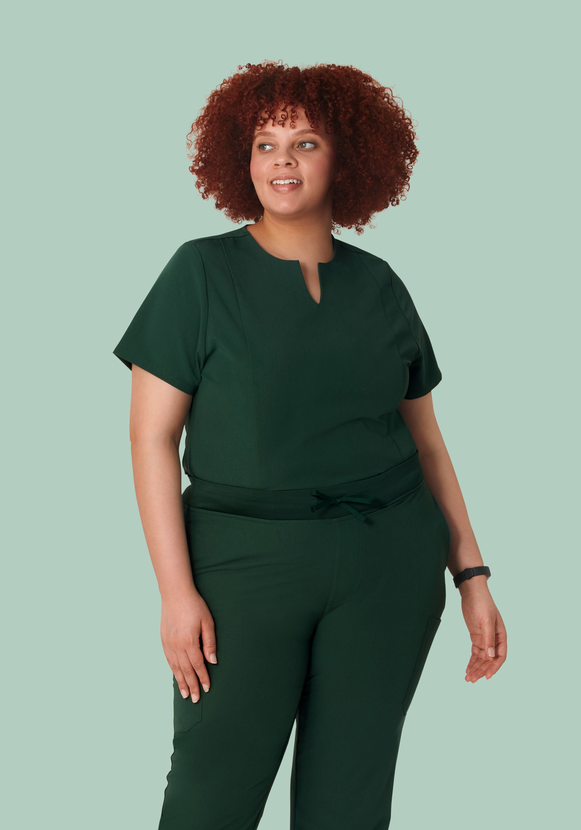 5 Pocket Notch Neck Top Midnight Green