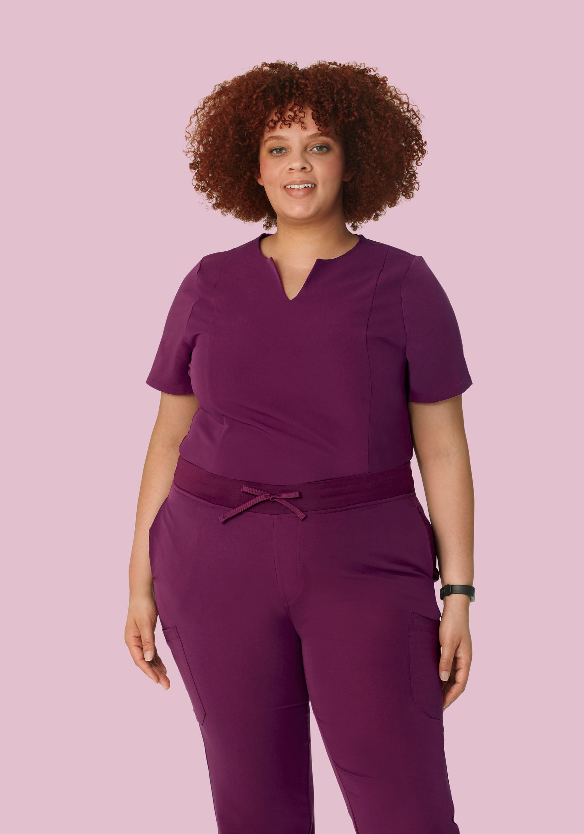 5 Pocket Notch Neck Top Plum