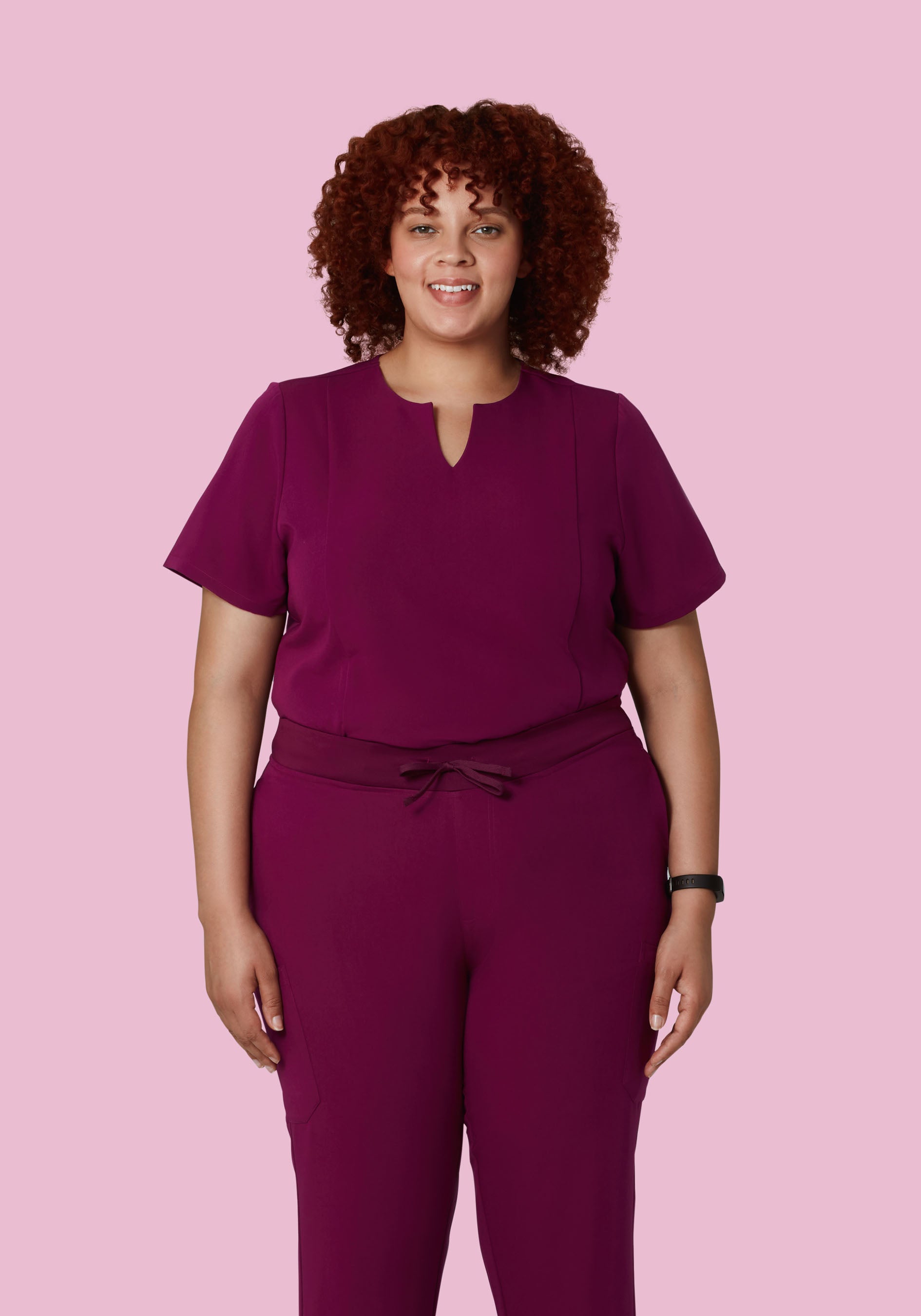 Women's Notch Neck Scrub Top - Sangria | Mandala Scrubs