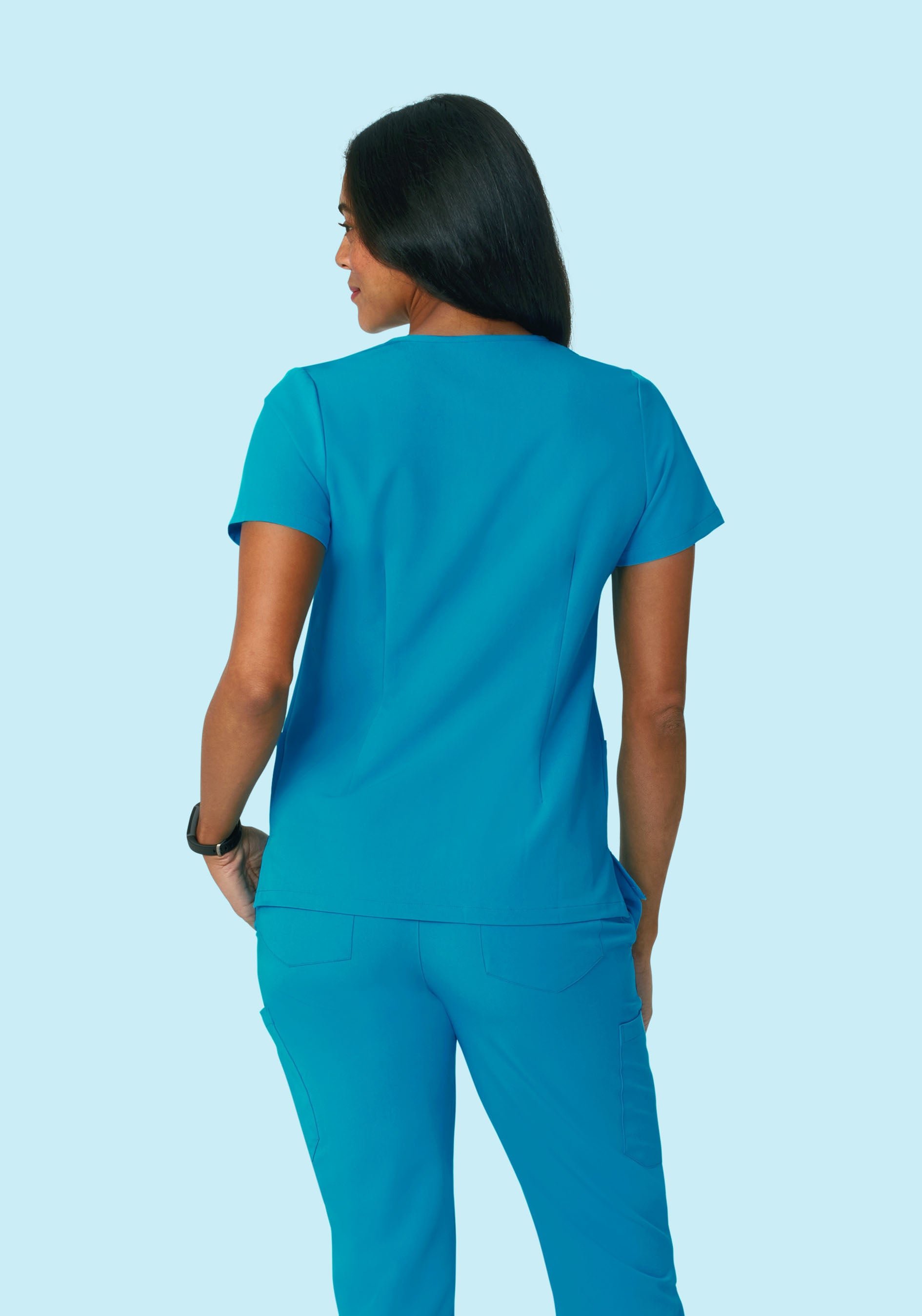 5 Pocket Notch Neck Top Azure