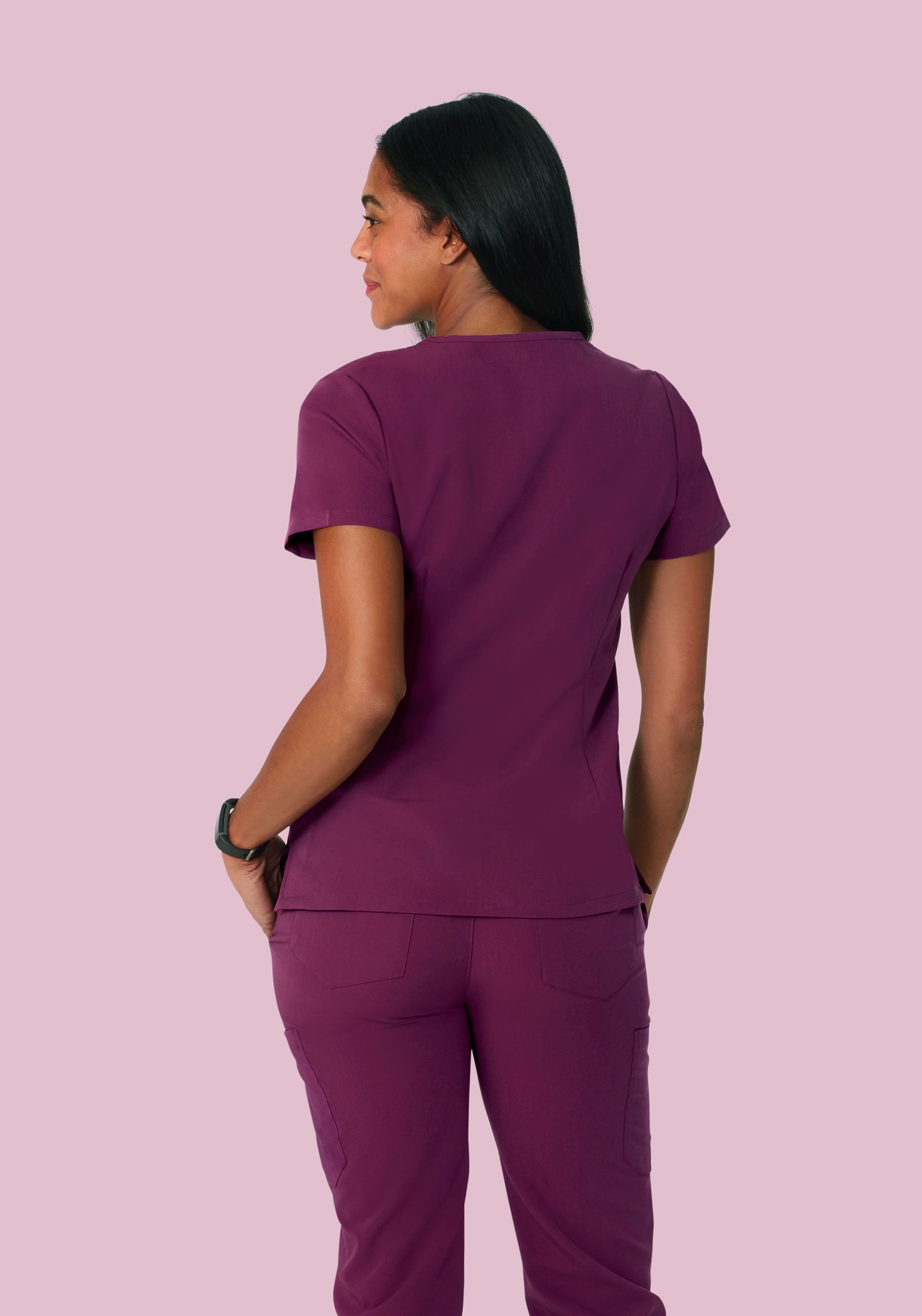 5 Pocket Notch Neck Top Plum
