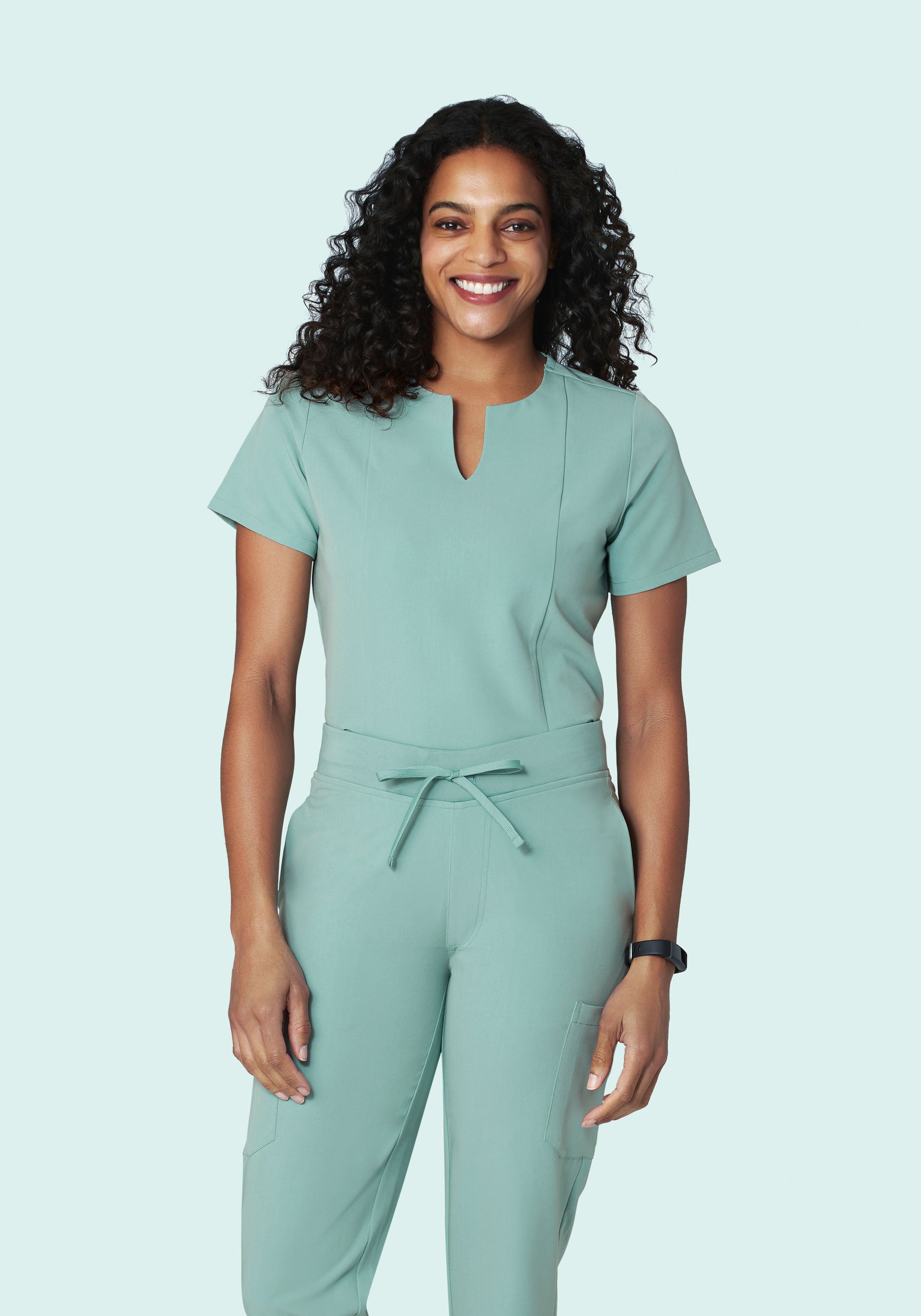 Women's Notch Neck Scrub Top - Tourmaline | Mandala Scrubs