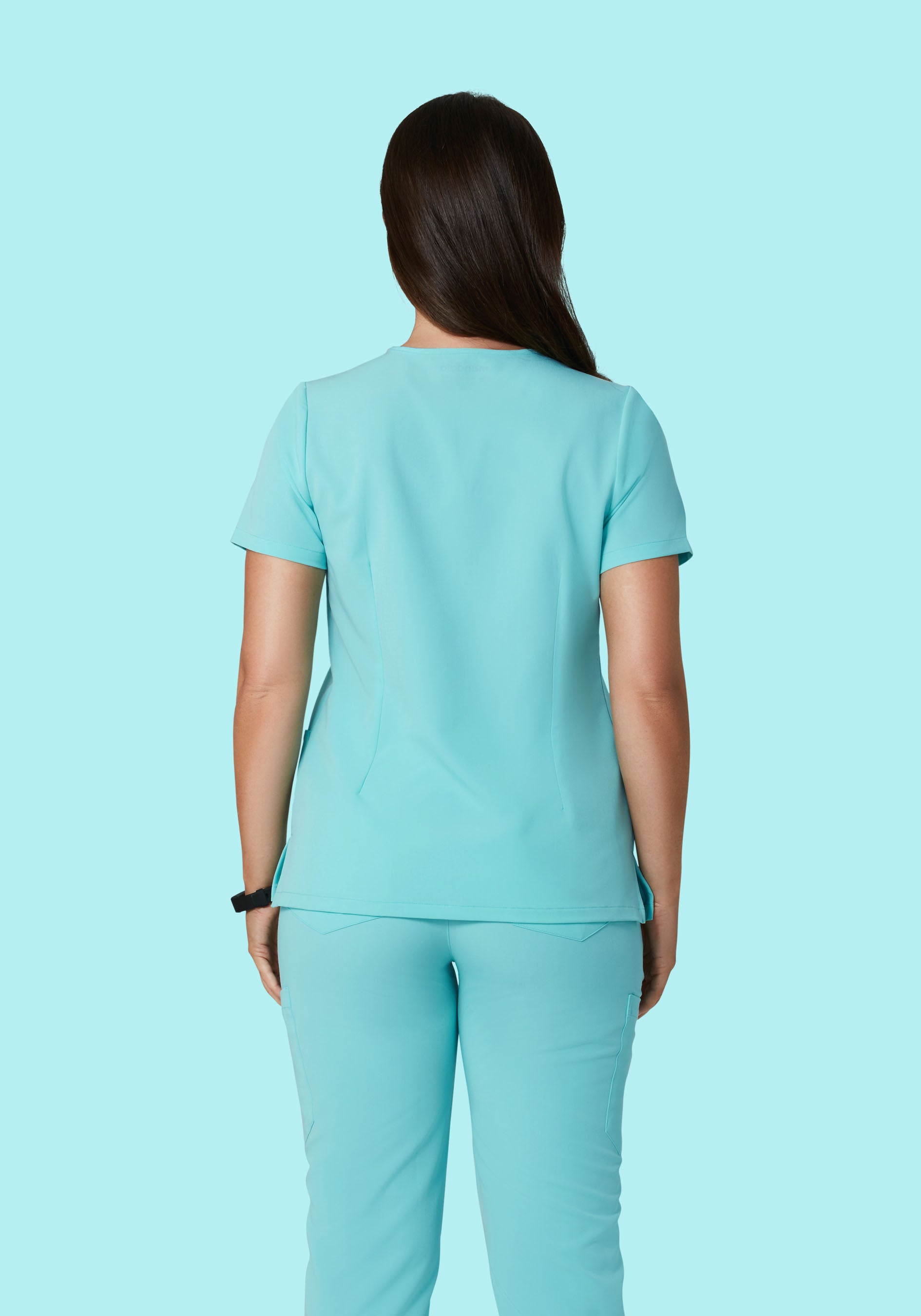 5 Pocket Notch Neck Top Aqua