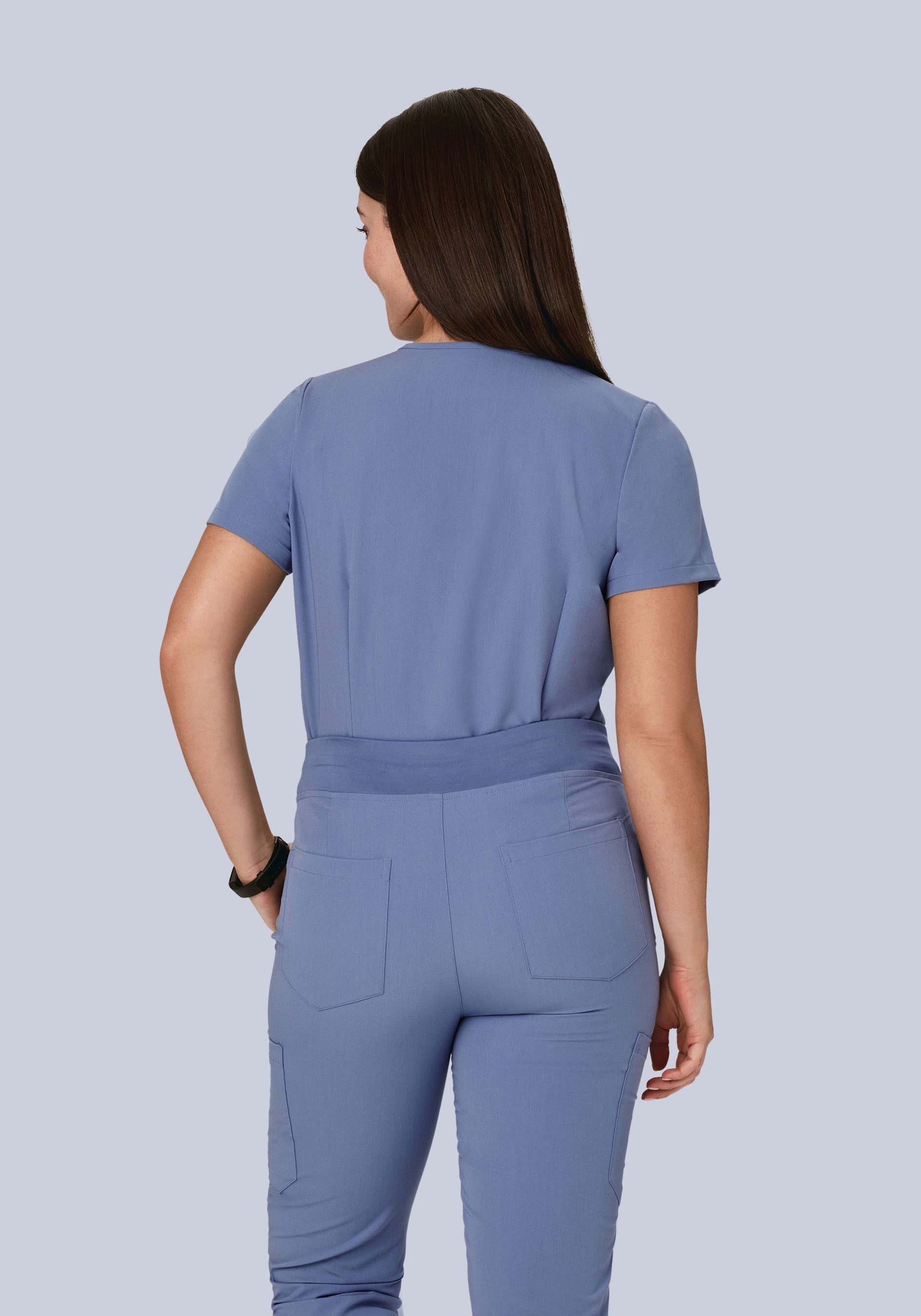 5 Pocket Notch Neck Top Periwinkle