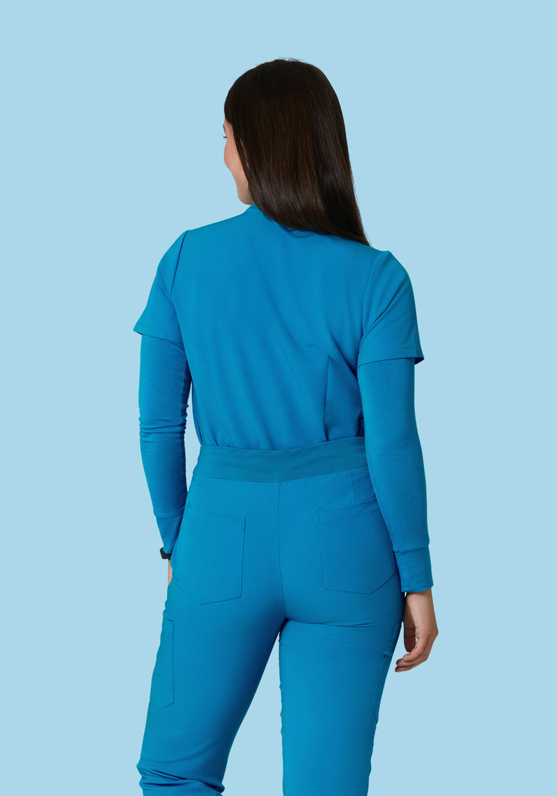 5 Pocket Notch Neck Top Electric Blue