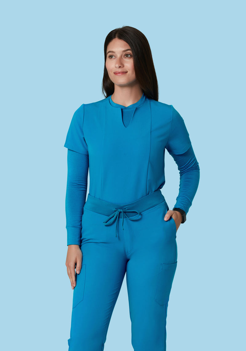 5 Pocket Notch Neck Top Electric Blue