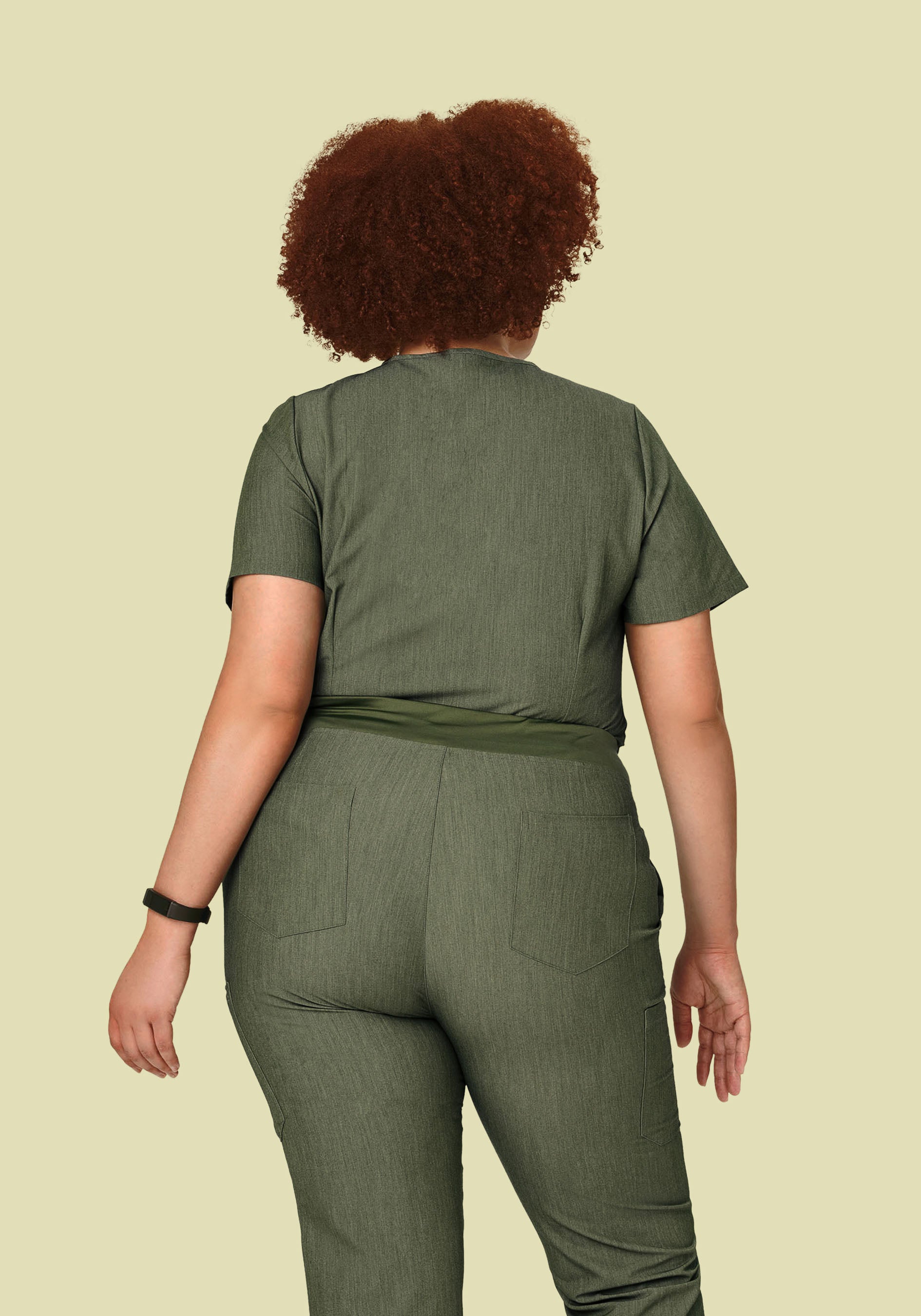 5 Pocket Notch Neck Top Heather Olive