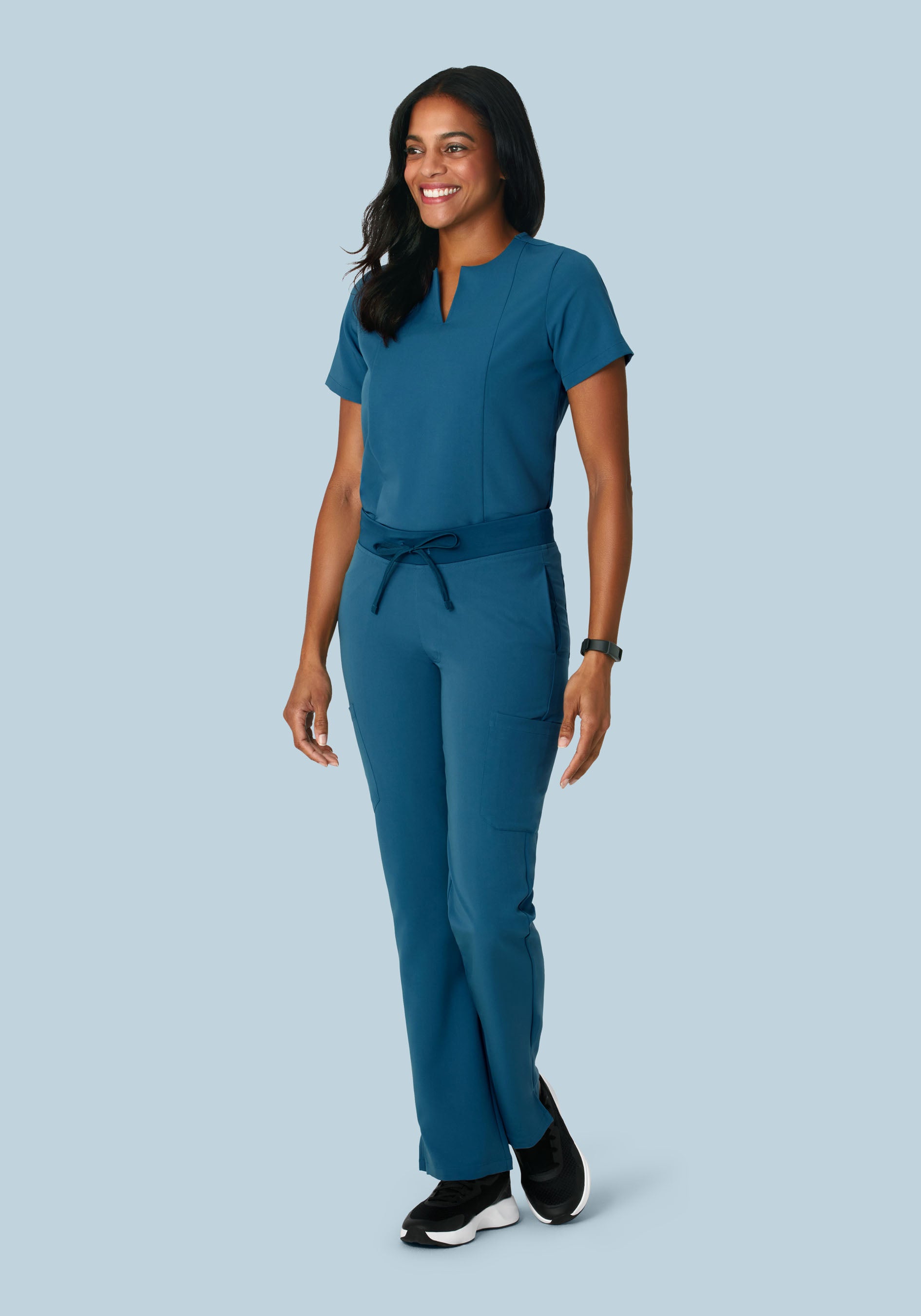 Women's Notch Neck Scrub Top - Harbor Blue | Mandala Scrubs