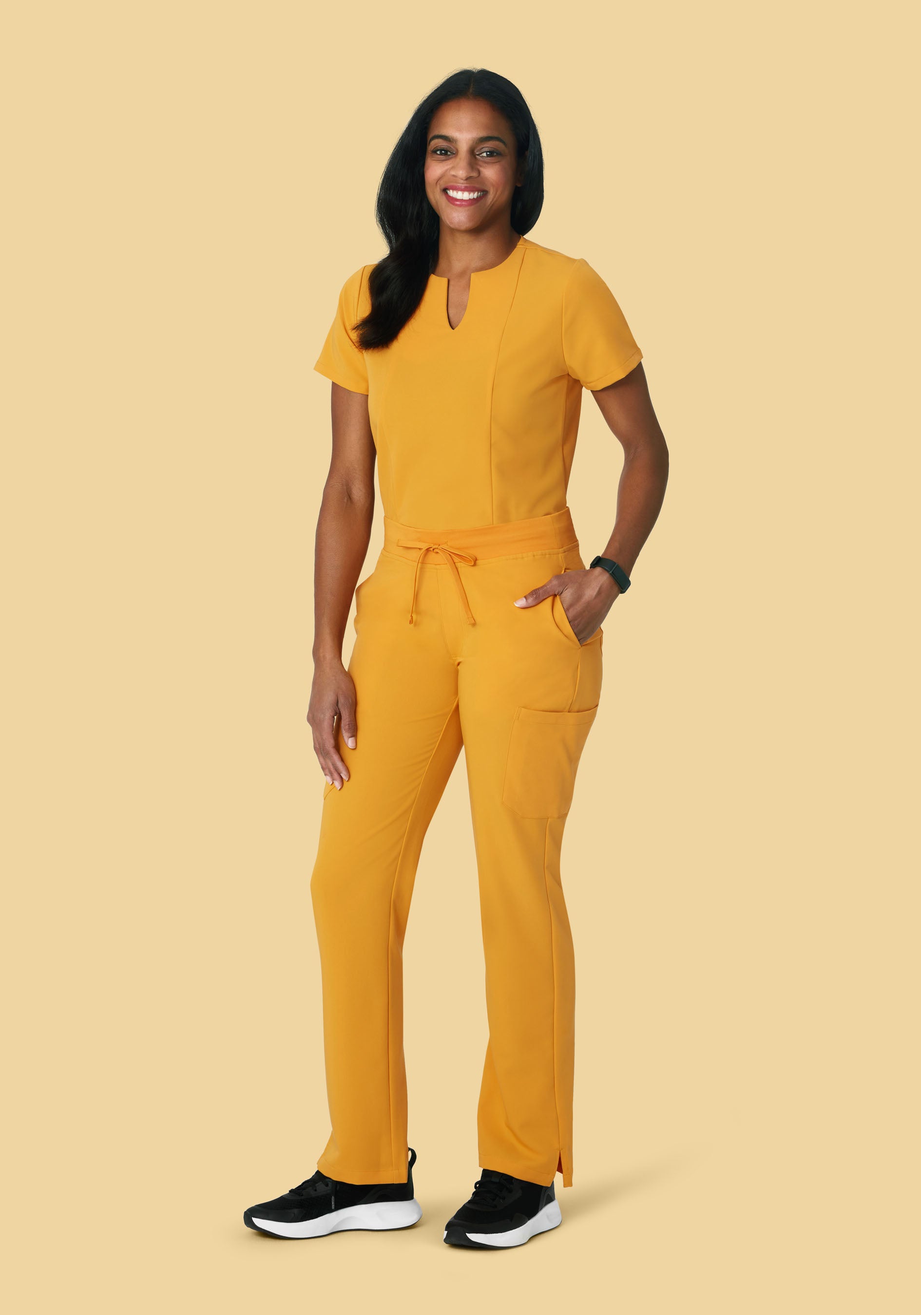 Women's V-Neck 1-Pocket Scrub Top - Honey | Mandala Scrubs