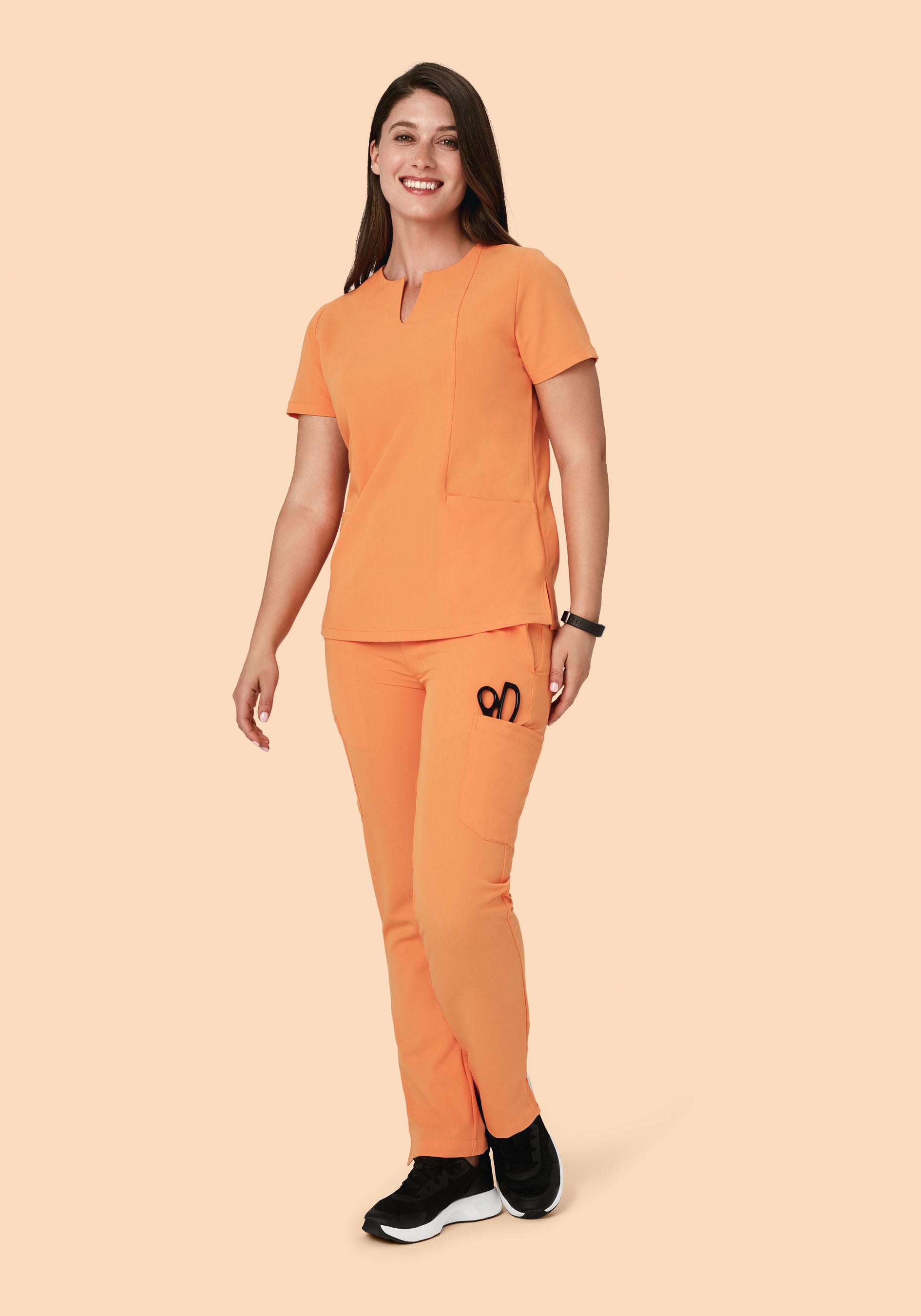 5 Pocket Notch Neck Top Cantaloupe