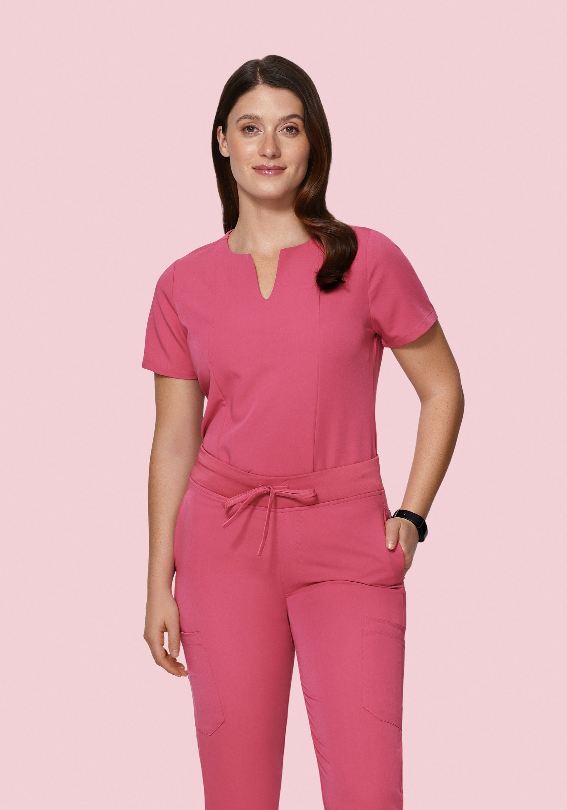 5 Pocket Notch Neck Top Jaipur Pink