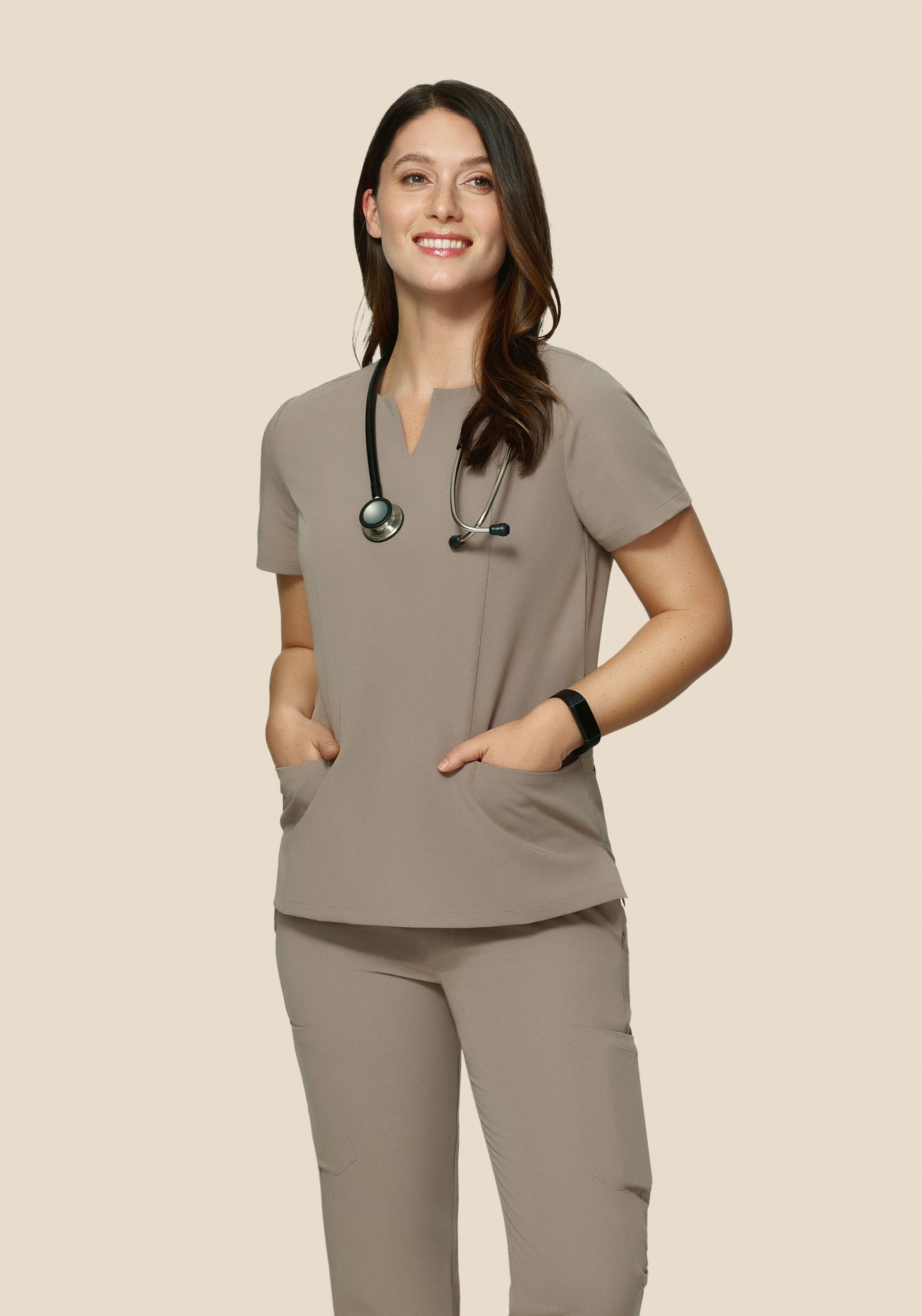 5 Pocket Notch Neck Top Macchiato