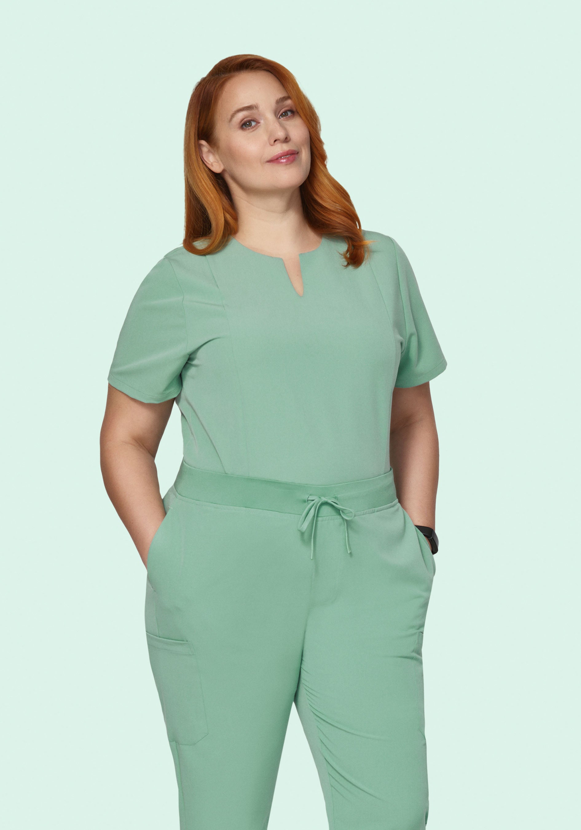 5 Pocket Notch Neck Top Jade