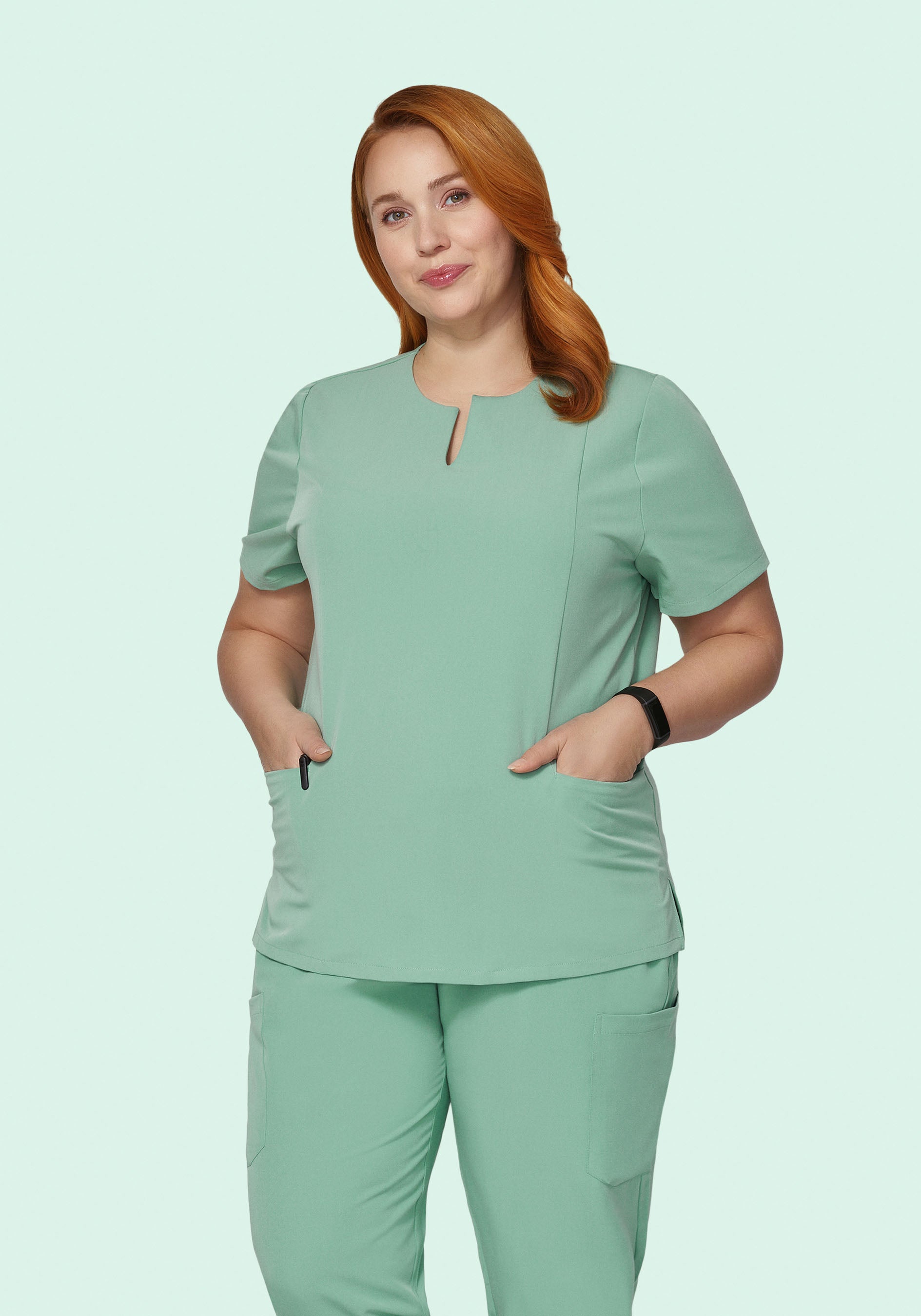 5 Pocket Notch Neck Top Jade