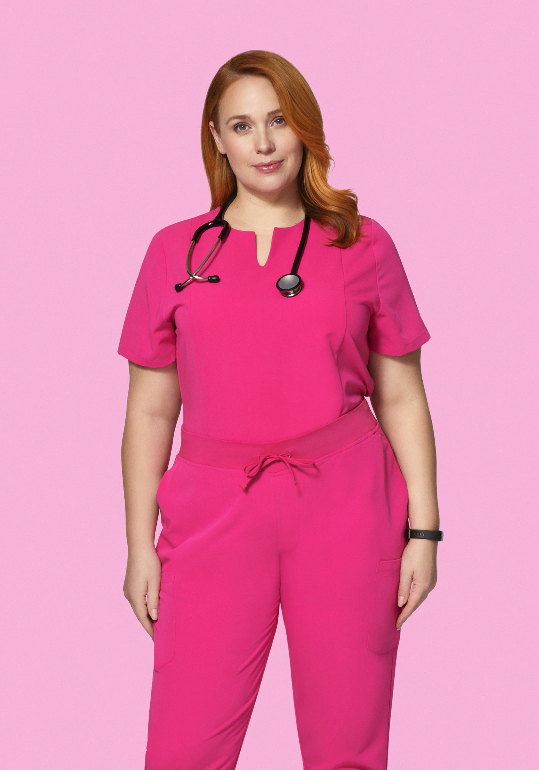 5 Pocket Notch Neck Top Shocking Pink