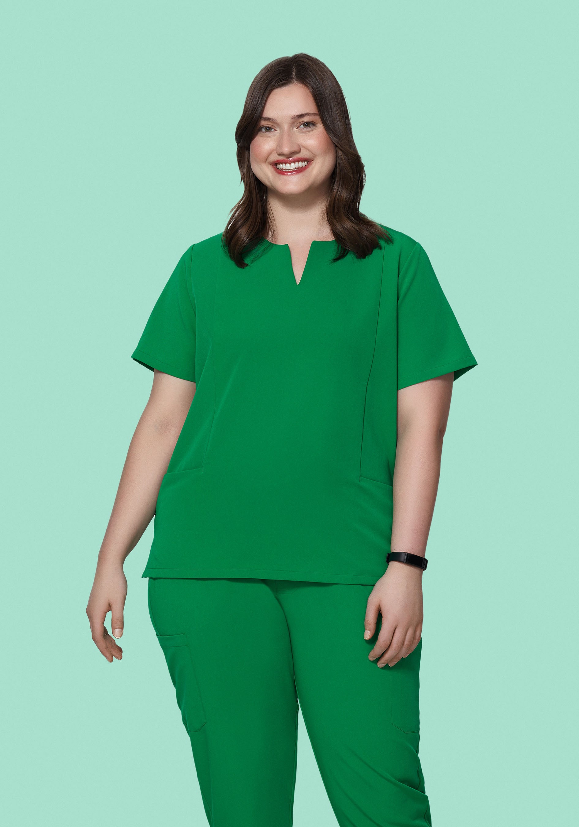 5 Pocket Notch Neck Top Emerald