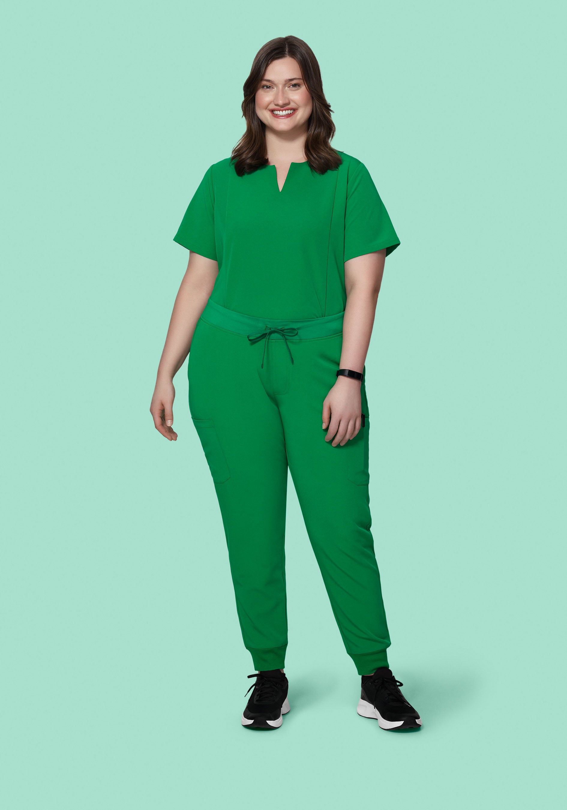 5 Pocket Notch Neck Top Emerald
