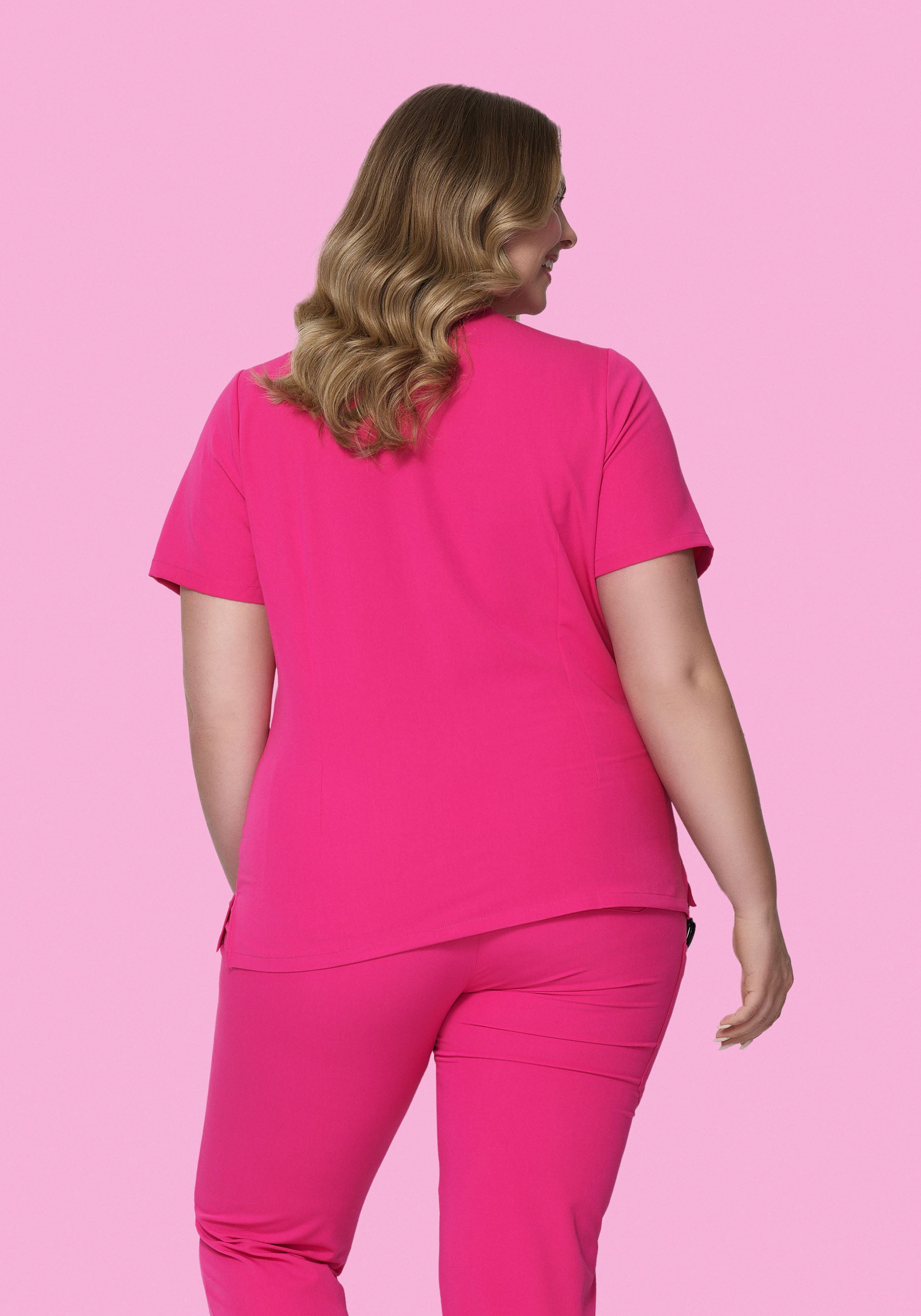 Women's V-Neck 1-Pocket Scrub Top - Shocking Pink | Mandala Scrubs