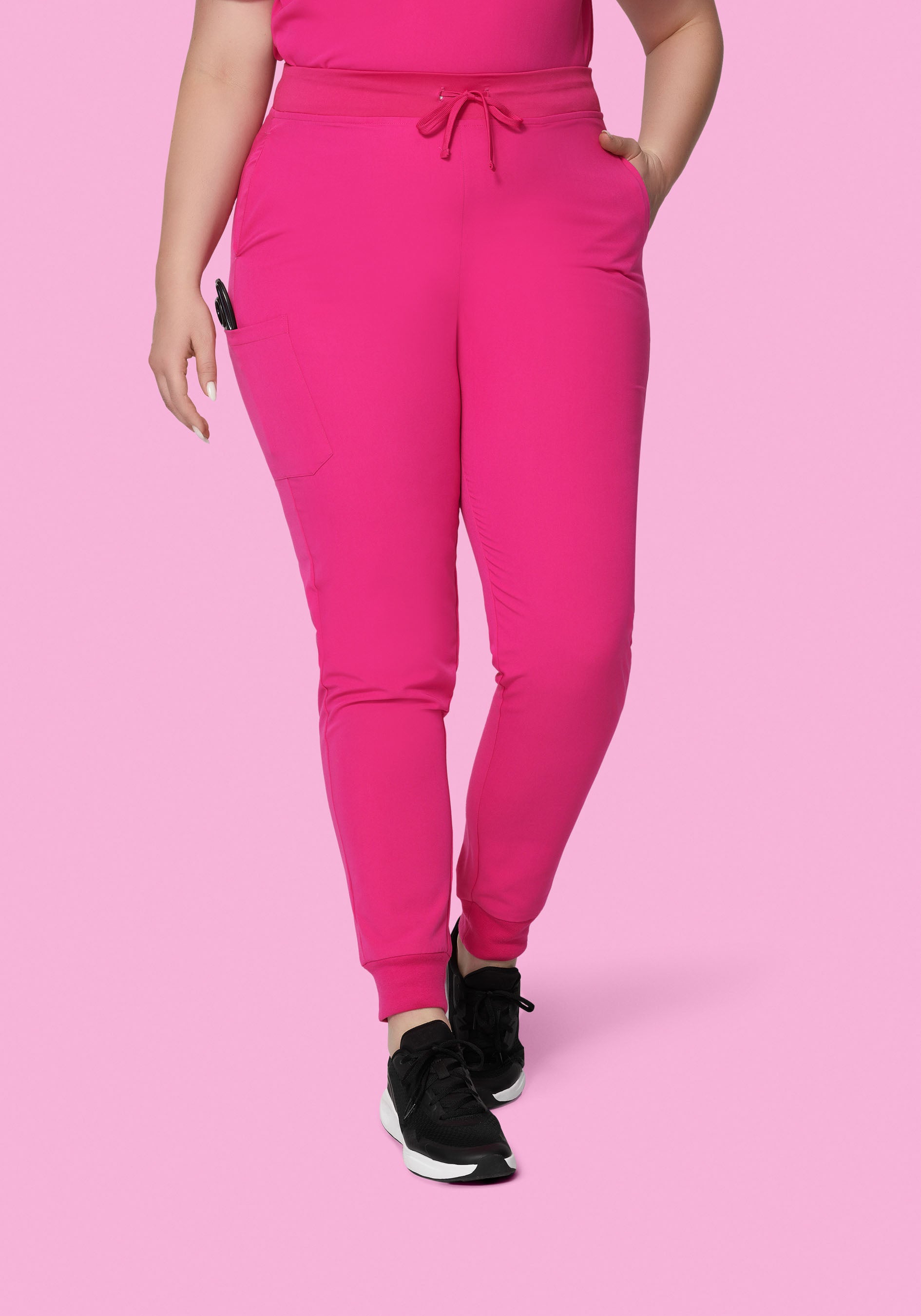 High Waisted Joggers Shocking Pink