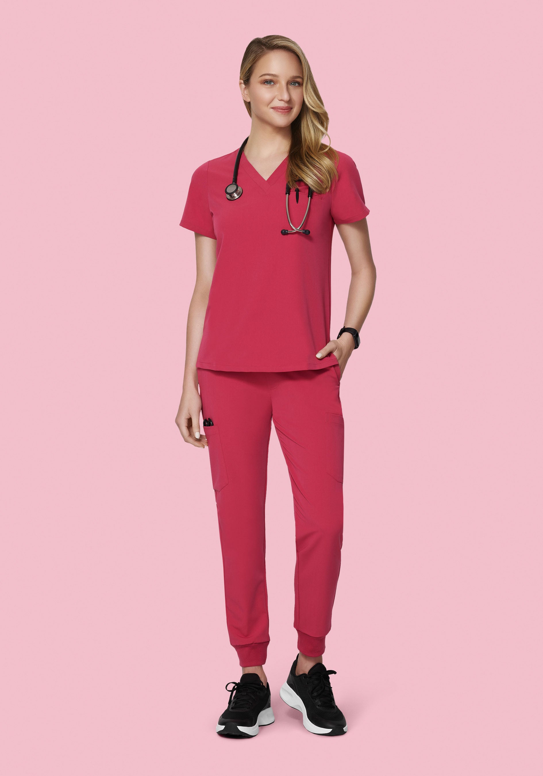 9 Pocket Joggers Deep Rose