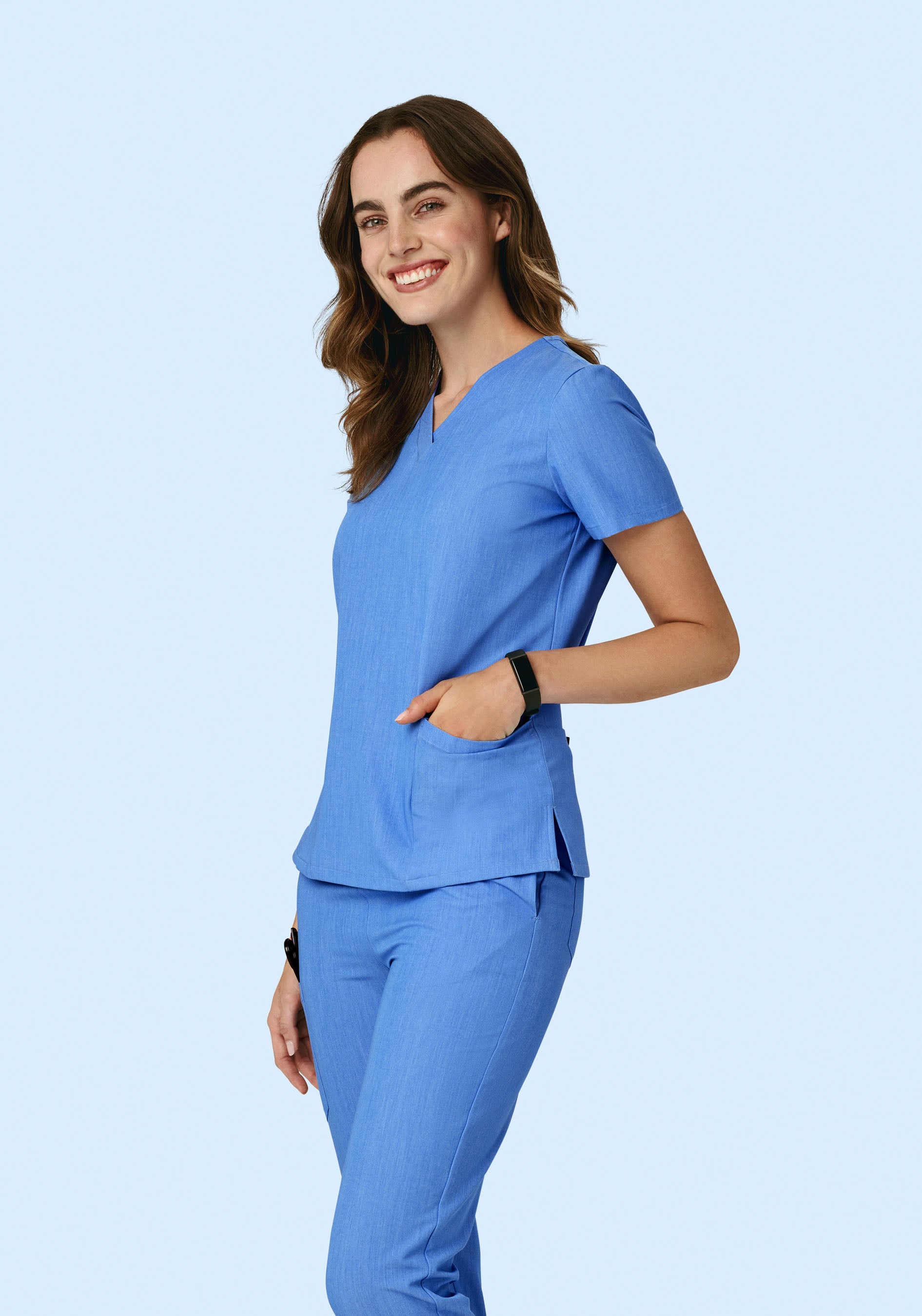 6 Pocket Top Heather Blue