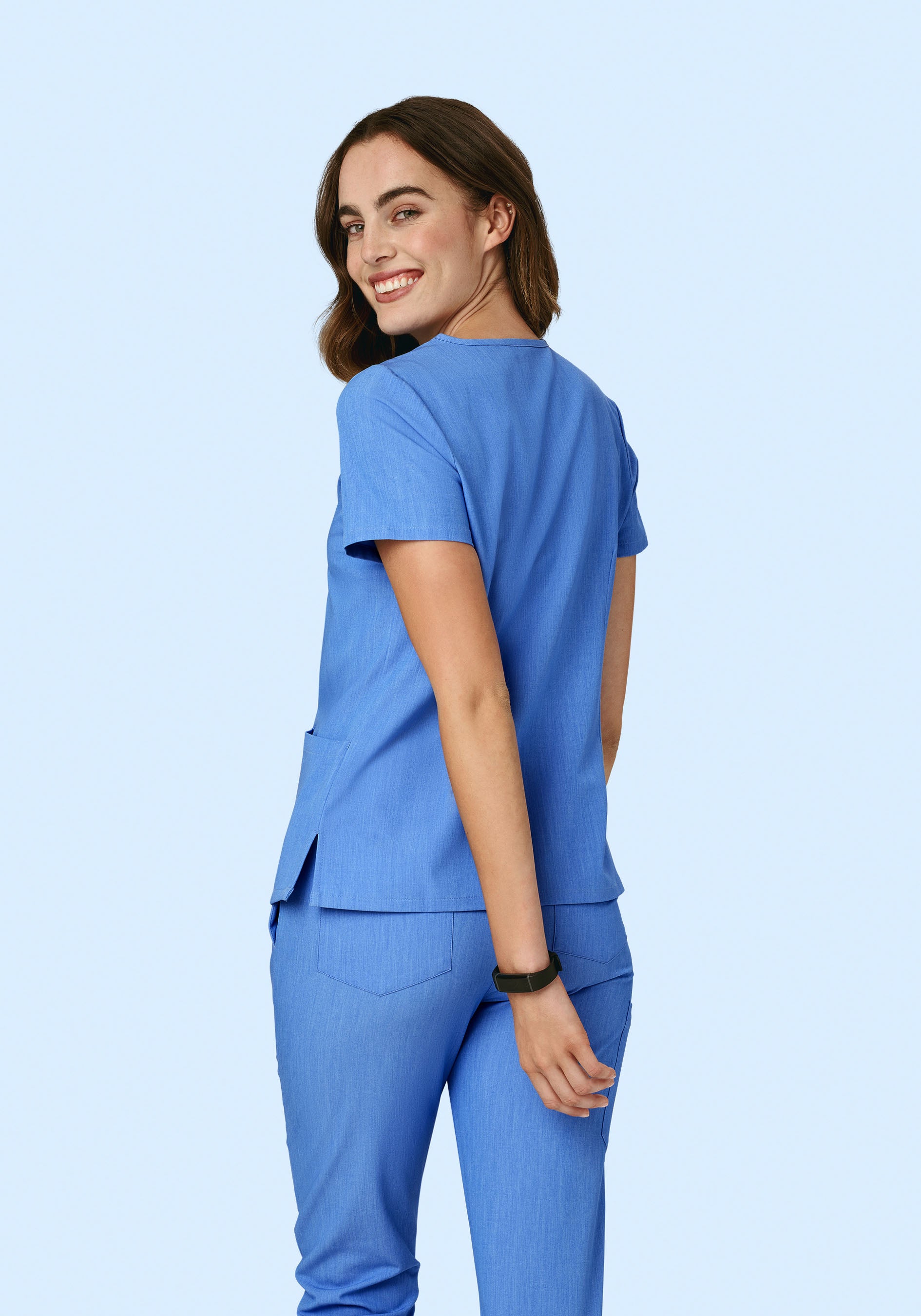 6 Pocket Top Heather Blue