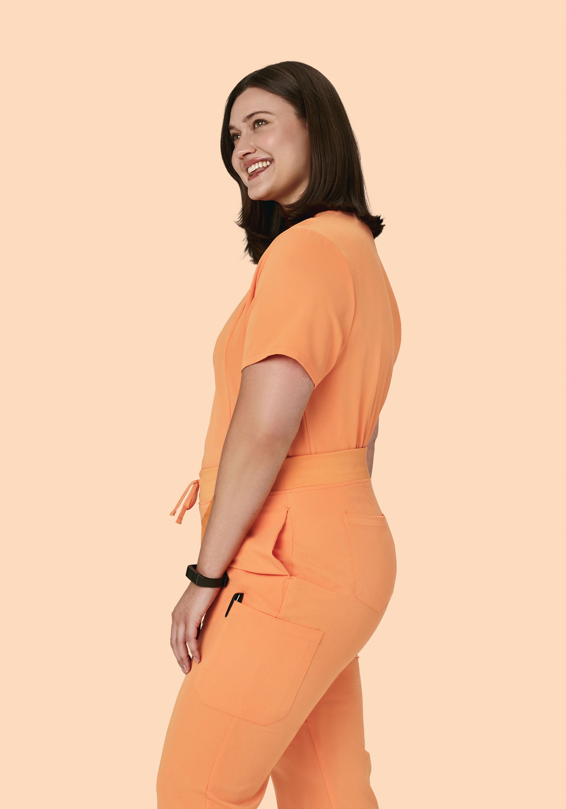 5 Pocket Notch Neck Top Cantaloupe