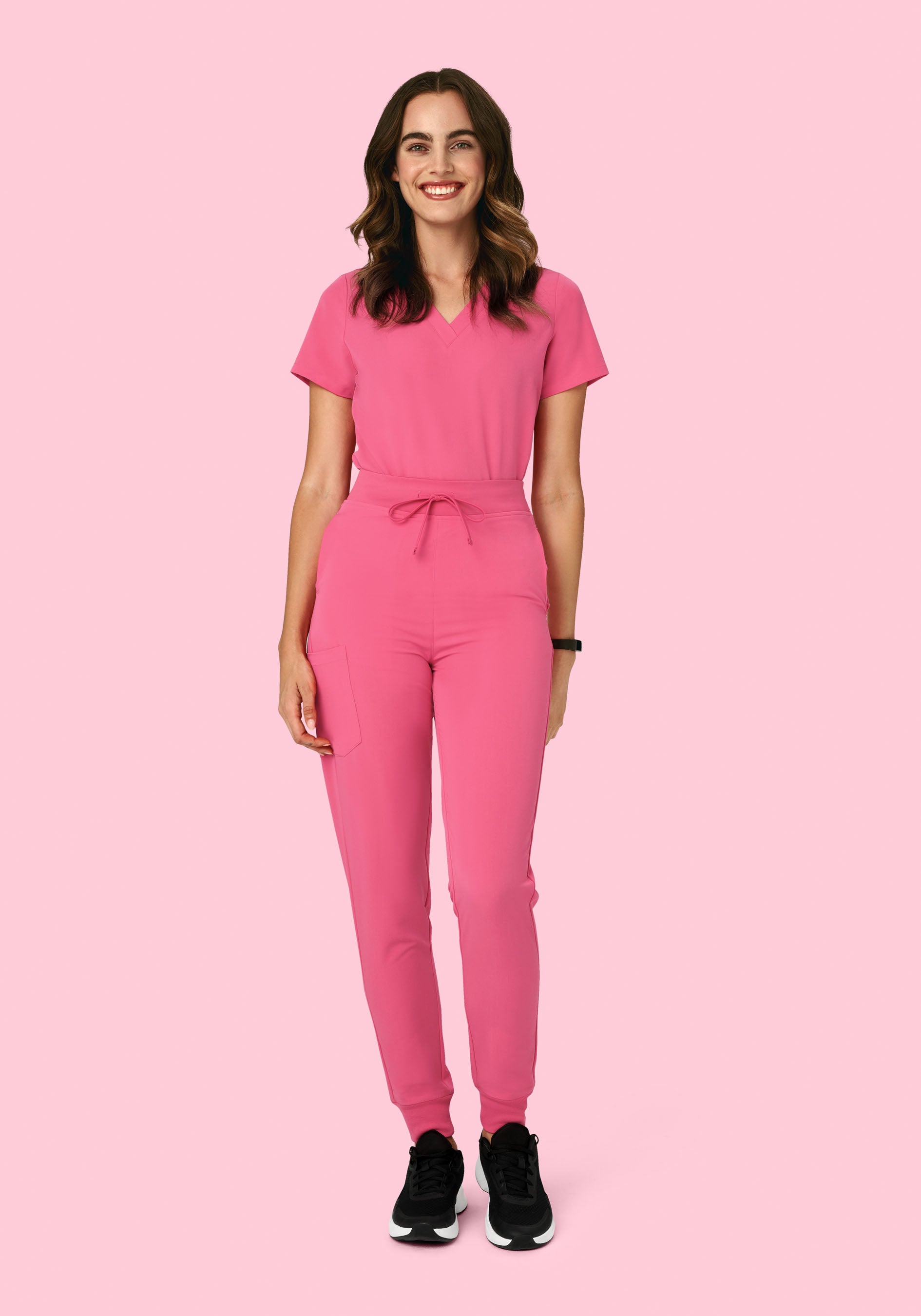 Women's High Waisted Joggers - Bubblegum | Mandala Scrubs