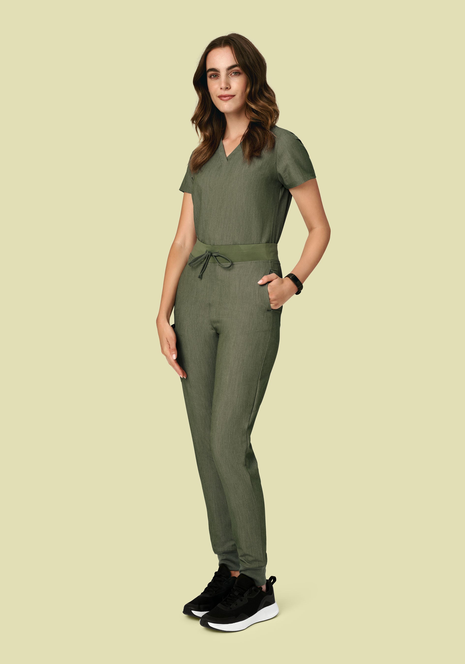 Women's High Waisted Jogger Scrub Pants - Heather Olive | Mandala