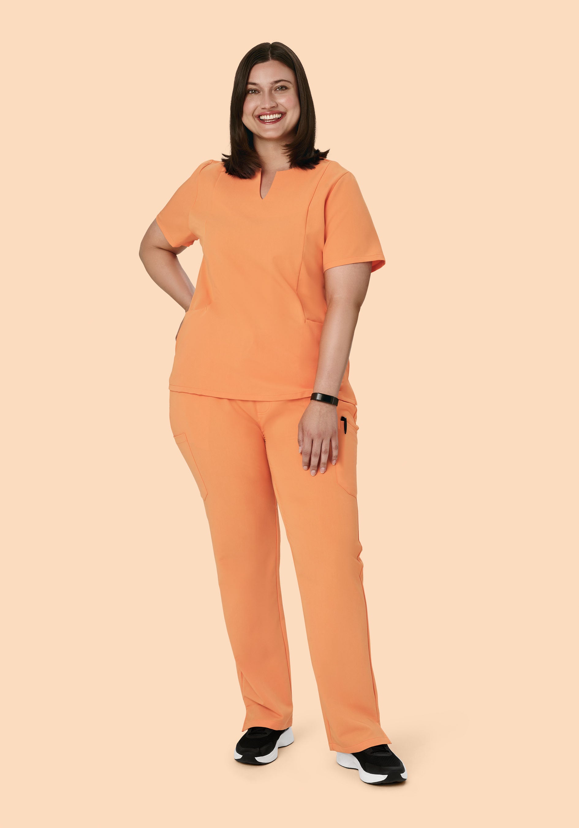 5 Pocket Notch Neck Top Cantaloupe
