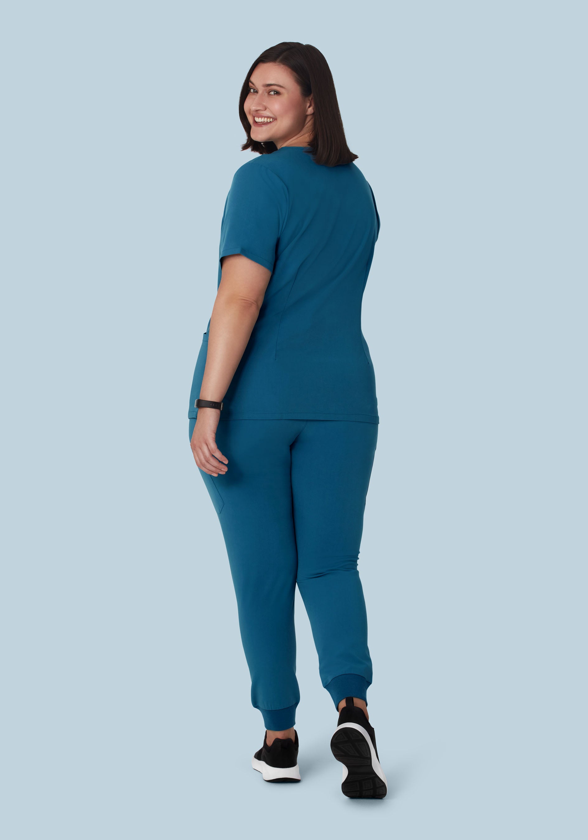 Women's Mid-Rise 9-Pocket Jogger Scrub Pants - Harbor Blue