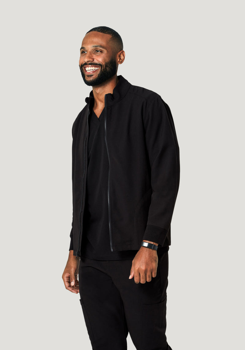 Men s Modern Scrub Jacket Black Mandala Scrubs Men s modern scrub jacket black mandala scrubs