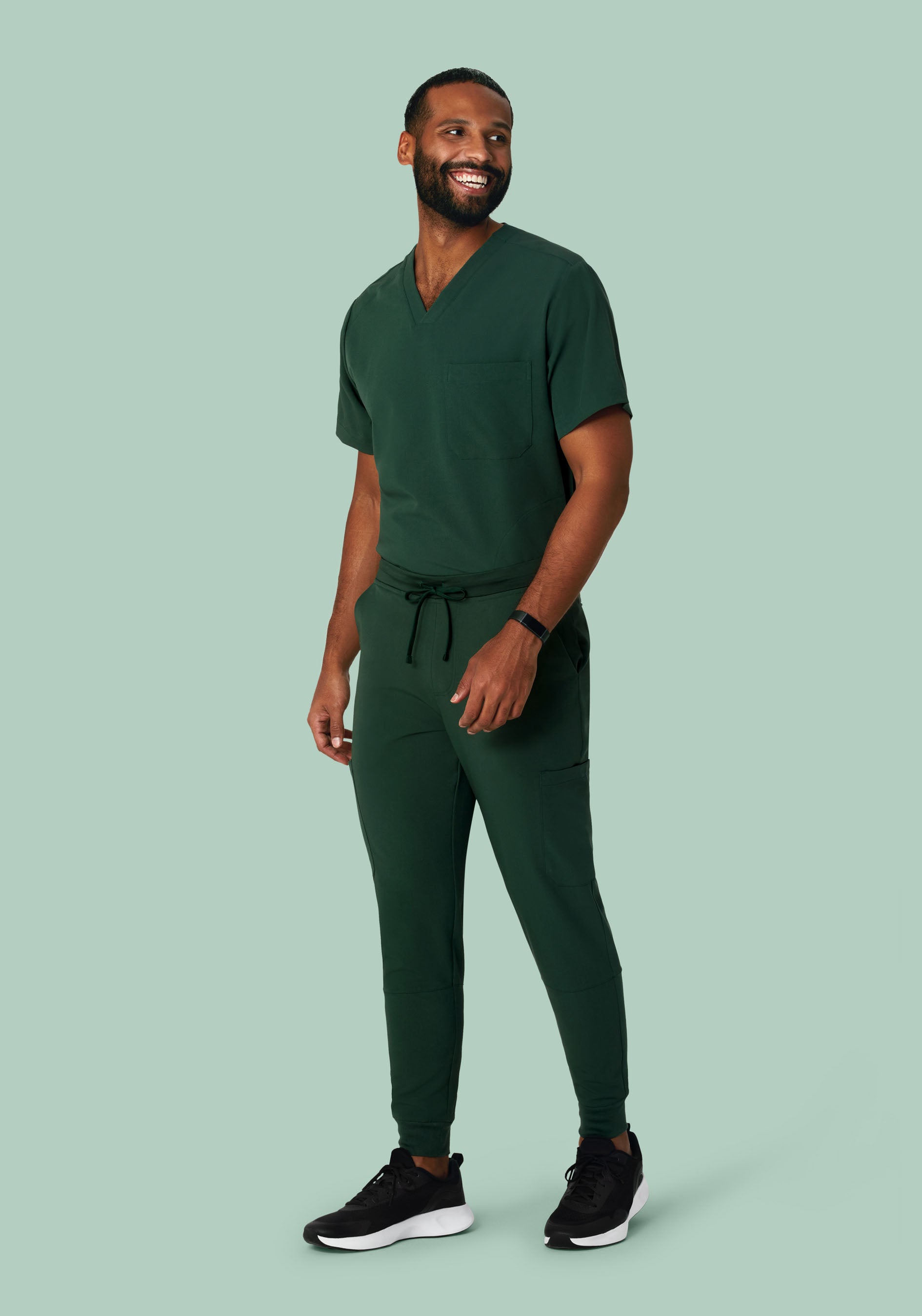 Men's V-Neck 3-Pocket Top - Midnight Green | Mandala Scrubs