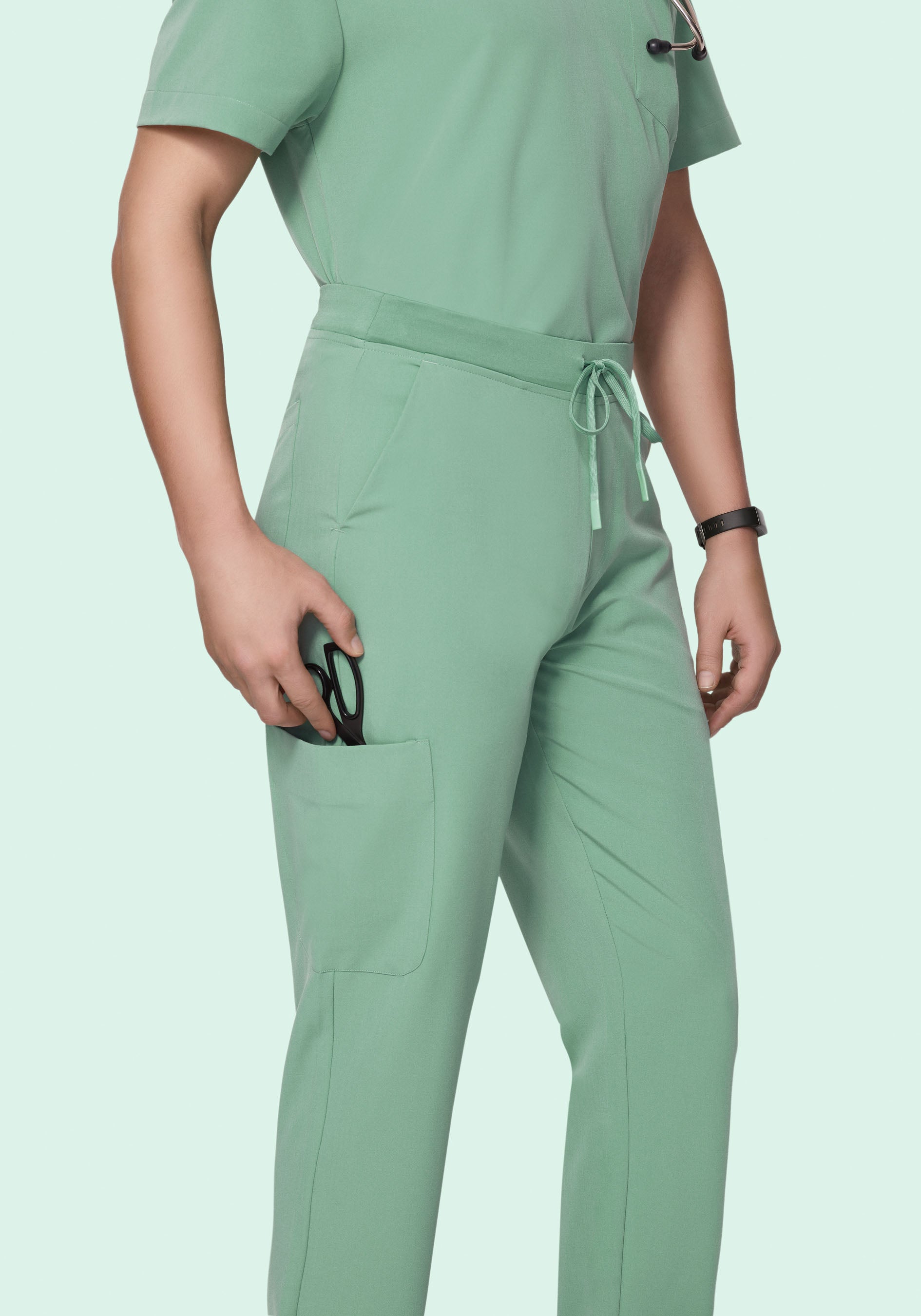 Men's Mid-Rise Straight Leg Cargo Scrub Pants - Jade | Mandala Scrubs