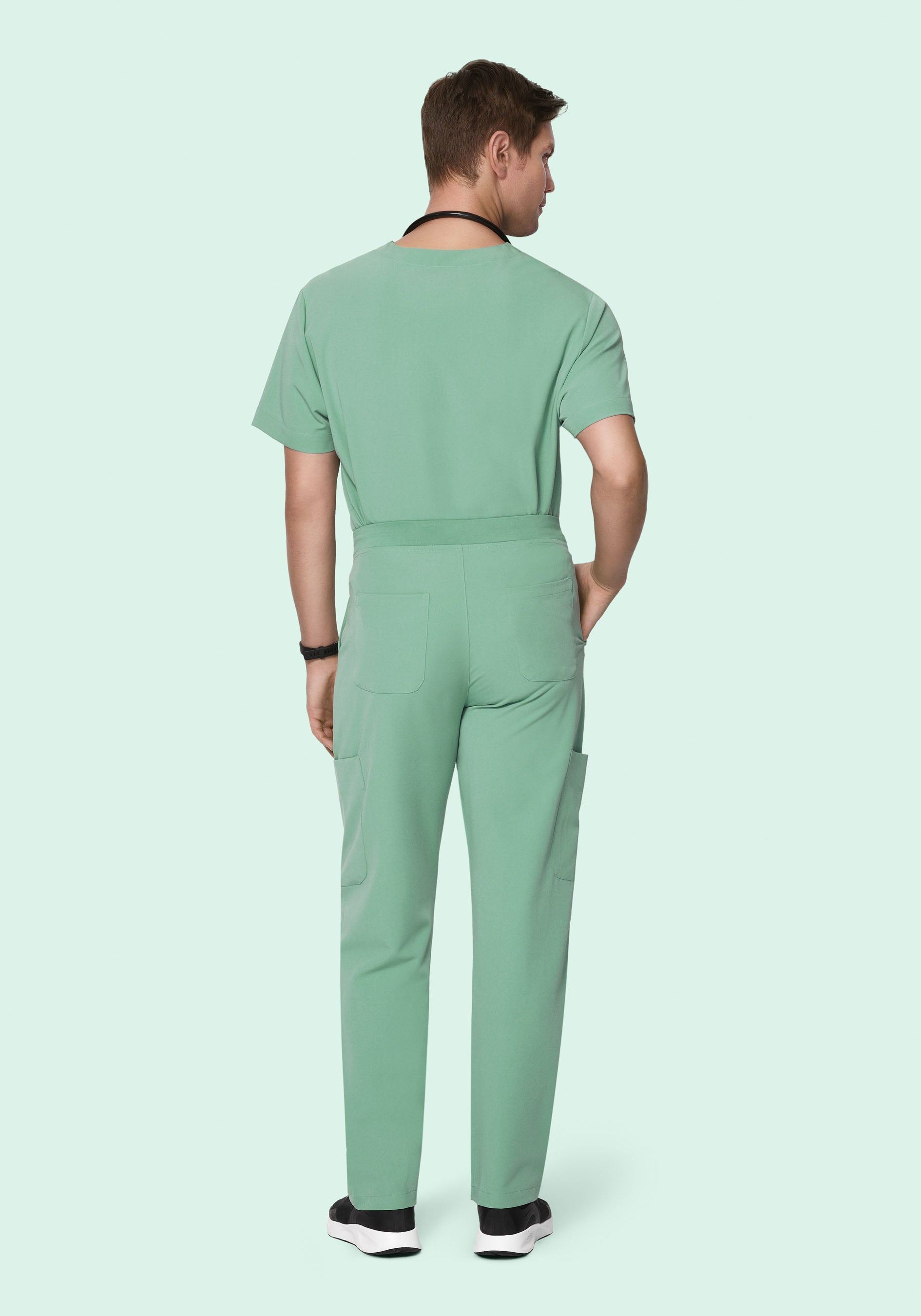 あおばくん着用GB_MOUTH Jade skin pants Men's Mid-Rise Straight Leg Cargo Scrub Pants - Jade | Mandala Scrubs
