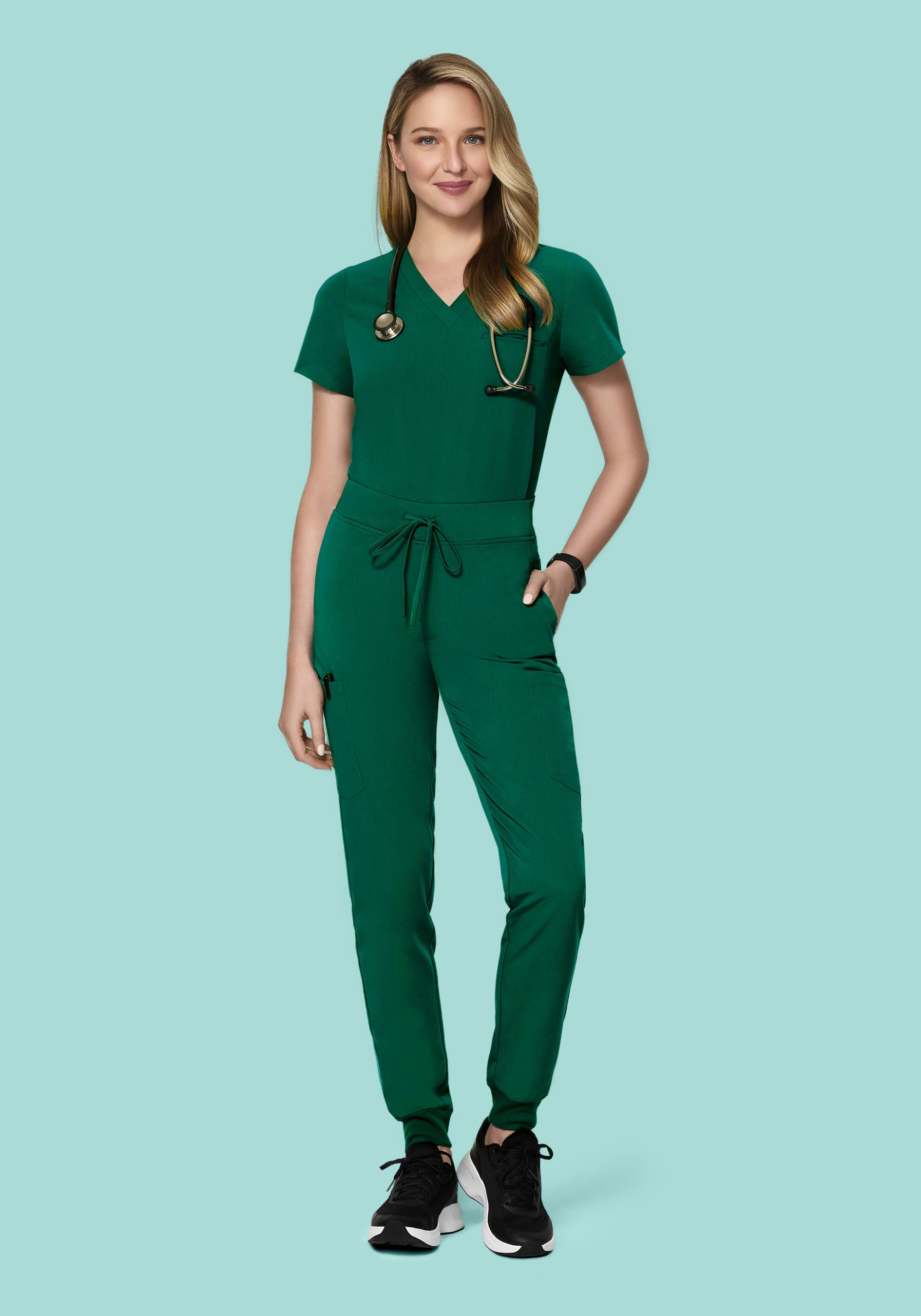 9 Pocket Joggers Hunter Green Mandala Scrubs