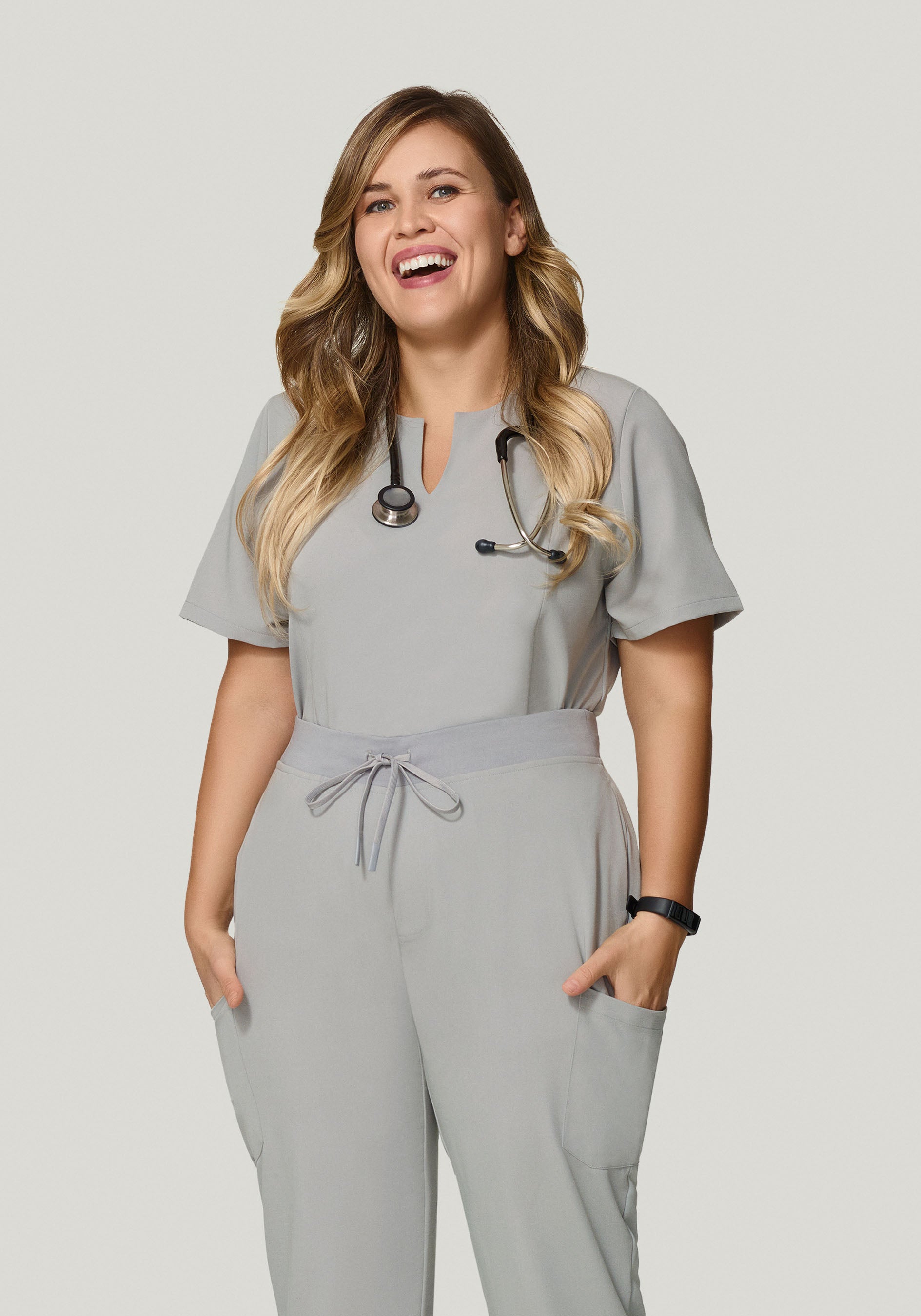 5 Pocket Notch Neck Top Cloud