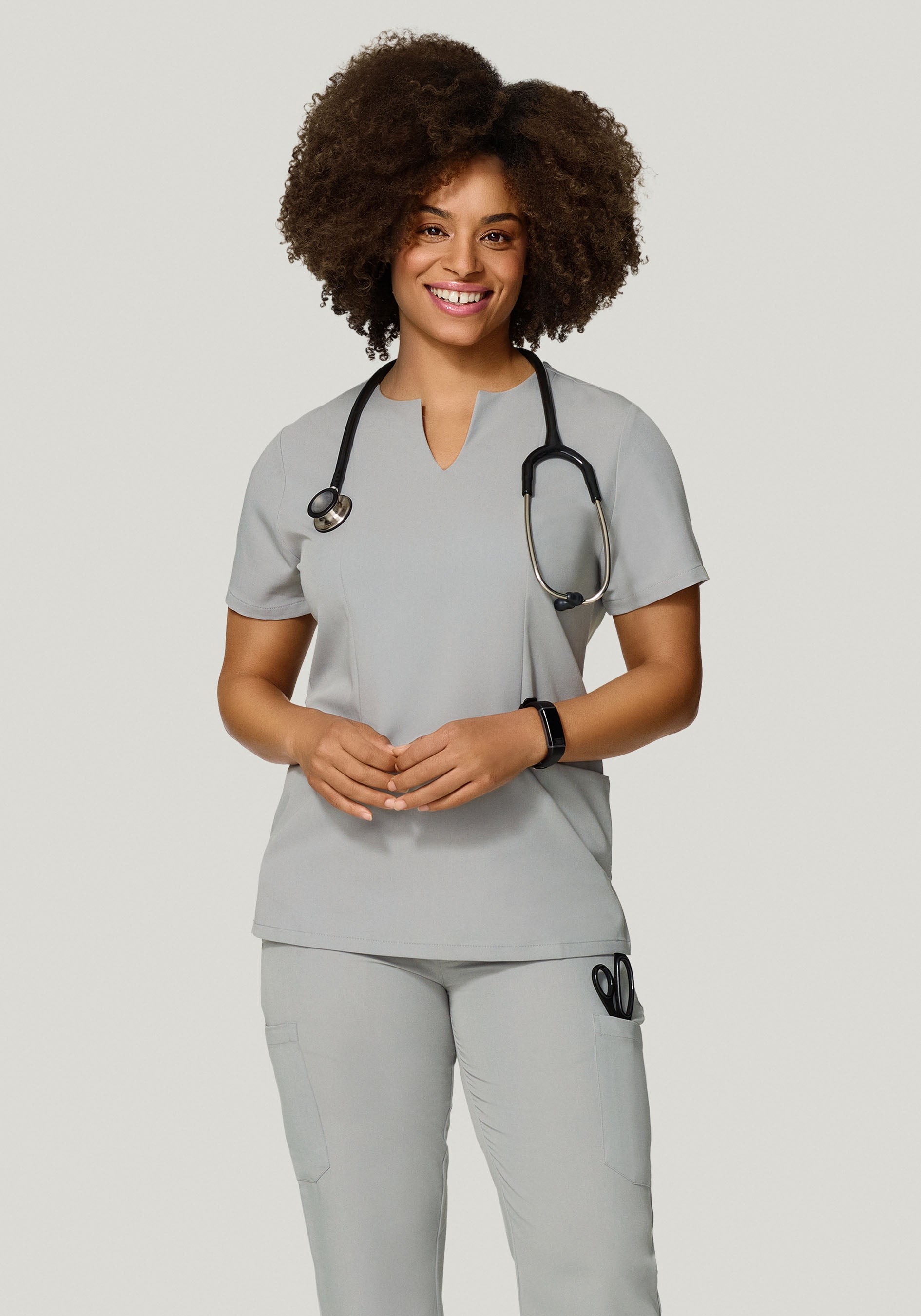 5 Pocket Notch Neck Top Cloud