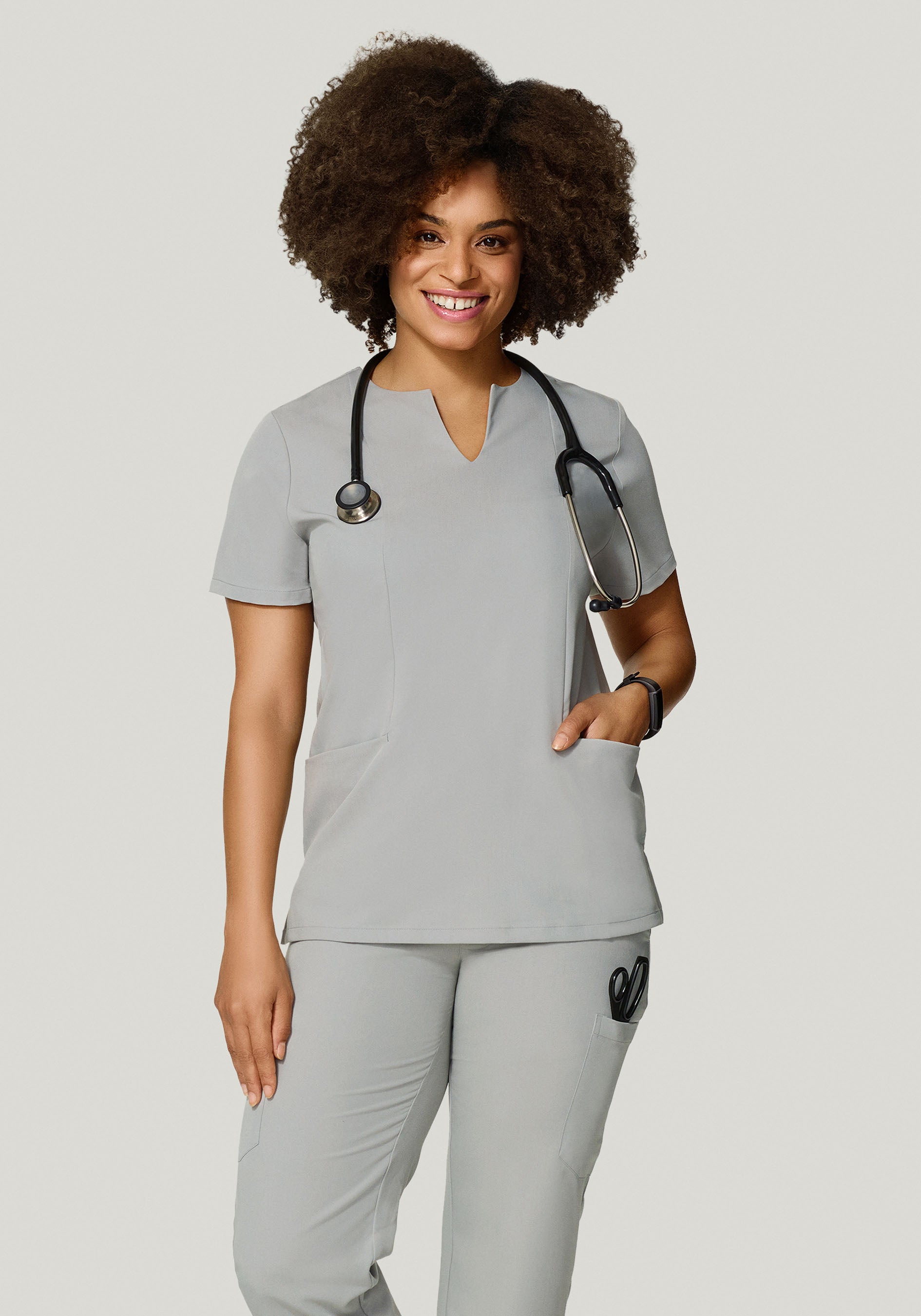 5 Pocket Notch Neck Top Cloud