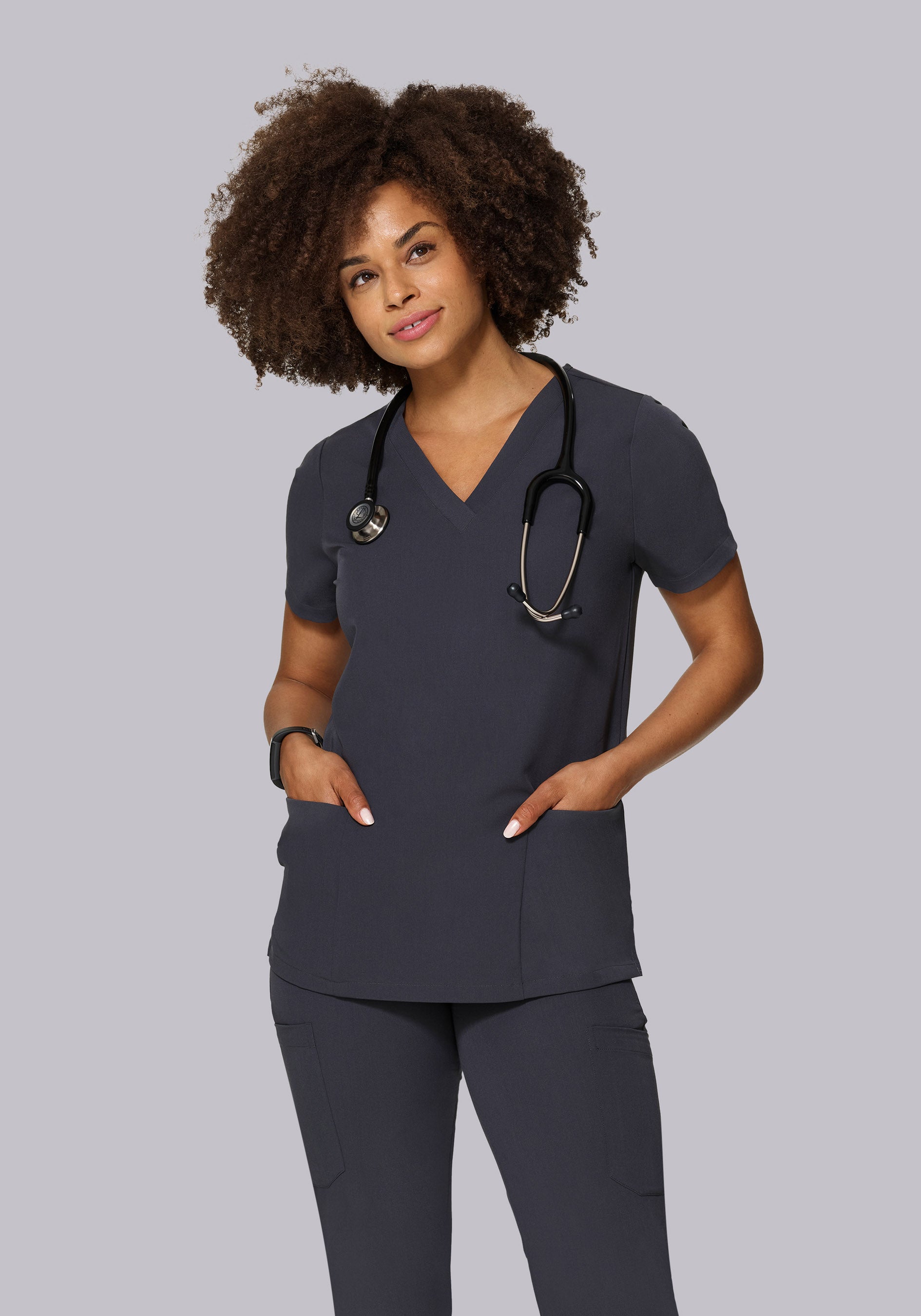 6 Pocket Top Pewter – Mandala Scrubs