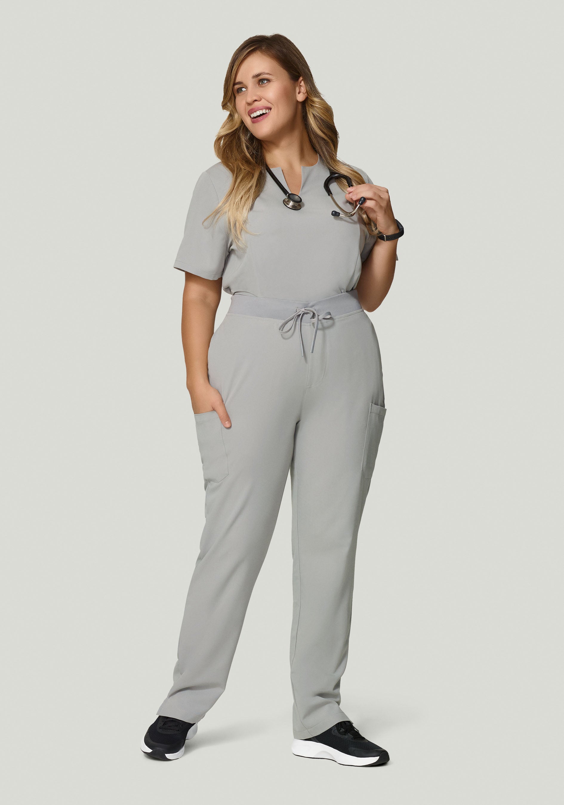 5 Pocket Notch Neck Top Cloud