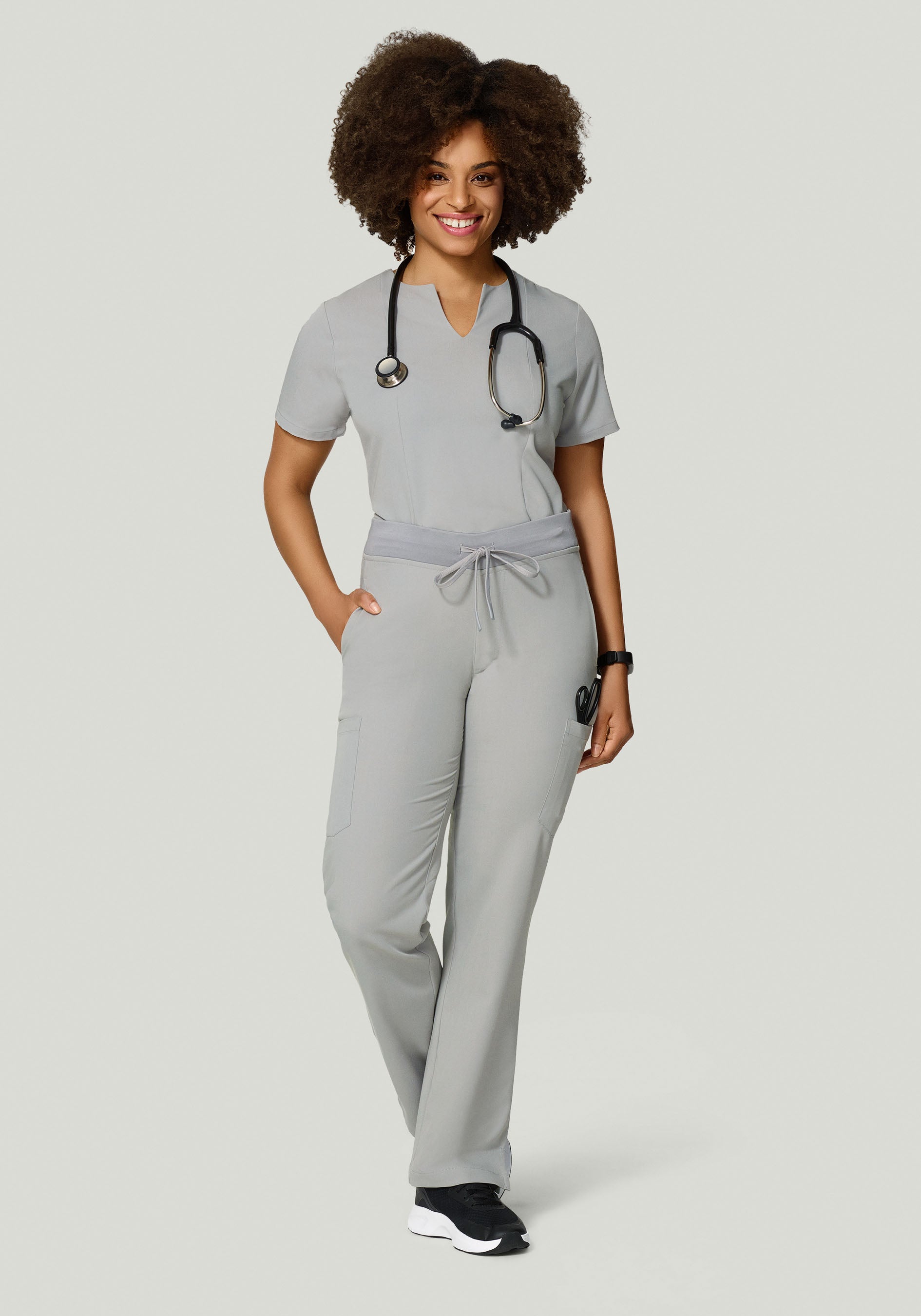 5 Pocket Notch Neck Top Cloud