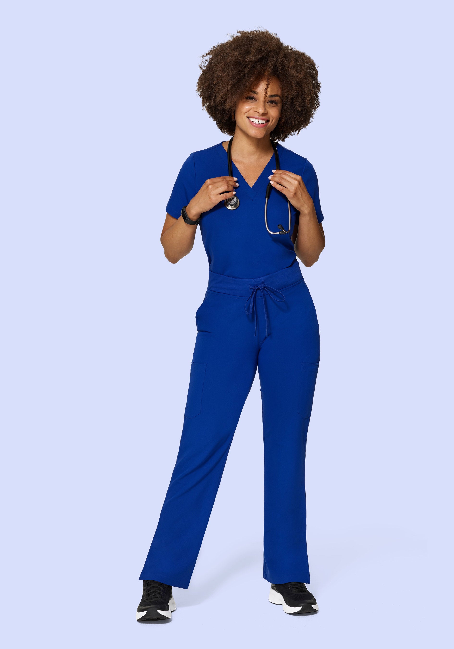 Womens 9 Pocket Cargo Scrubs Pants Galaxy Blue Mandala Scrubs