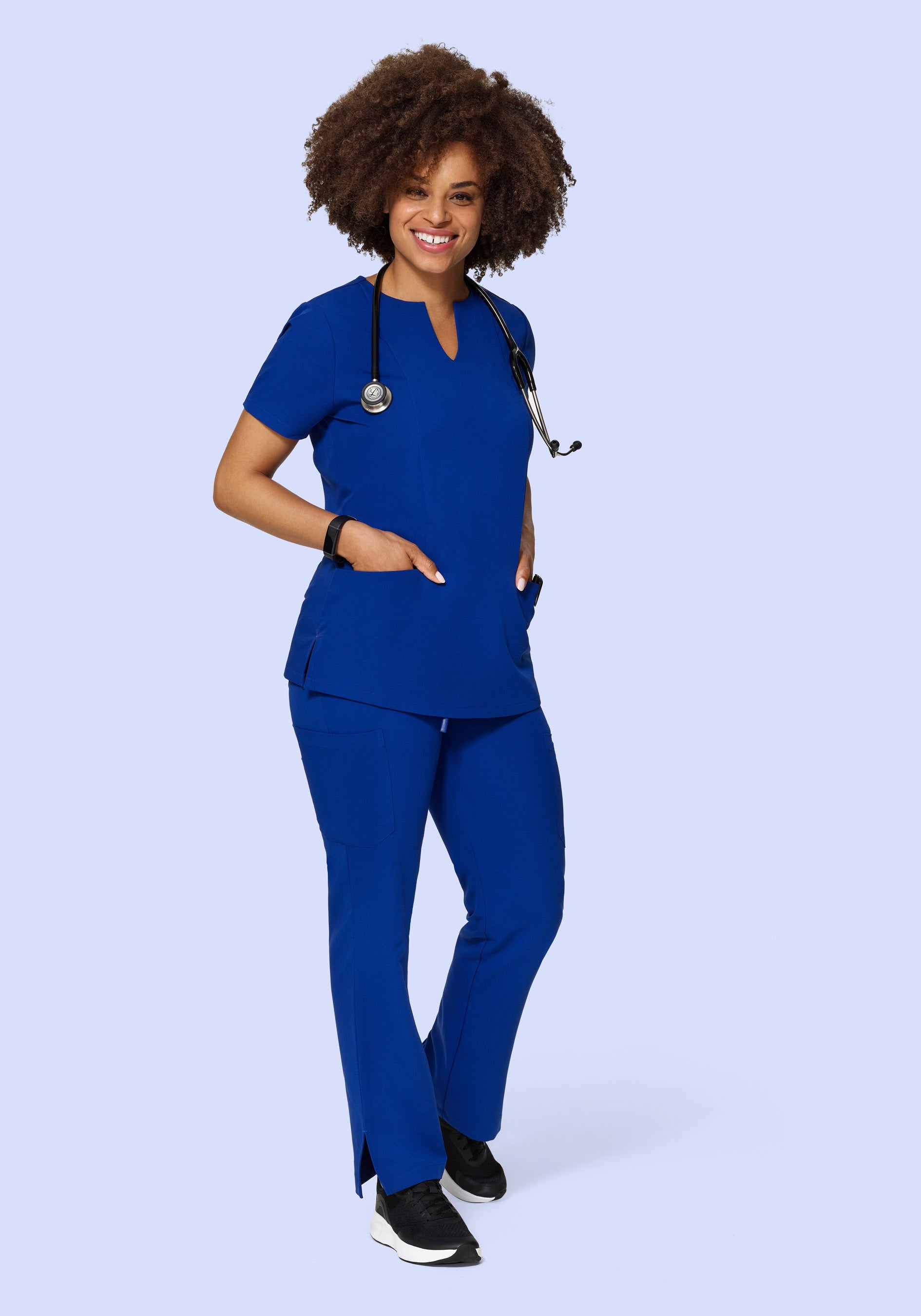 SAASHI Bright Sky Blue Men's V-Neck Scrubs Set - Multi-Pocket Workwear for Summer main image 0